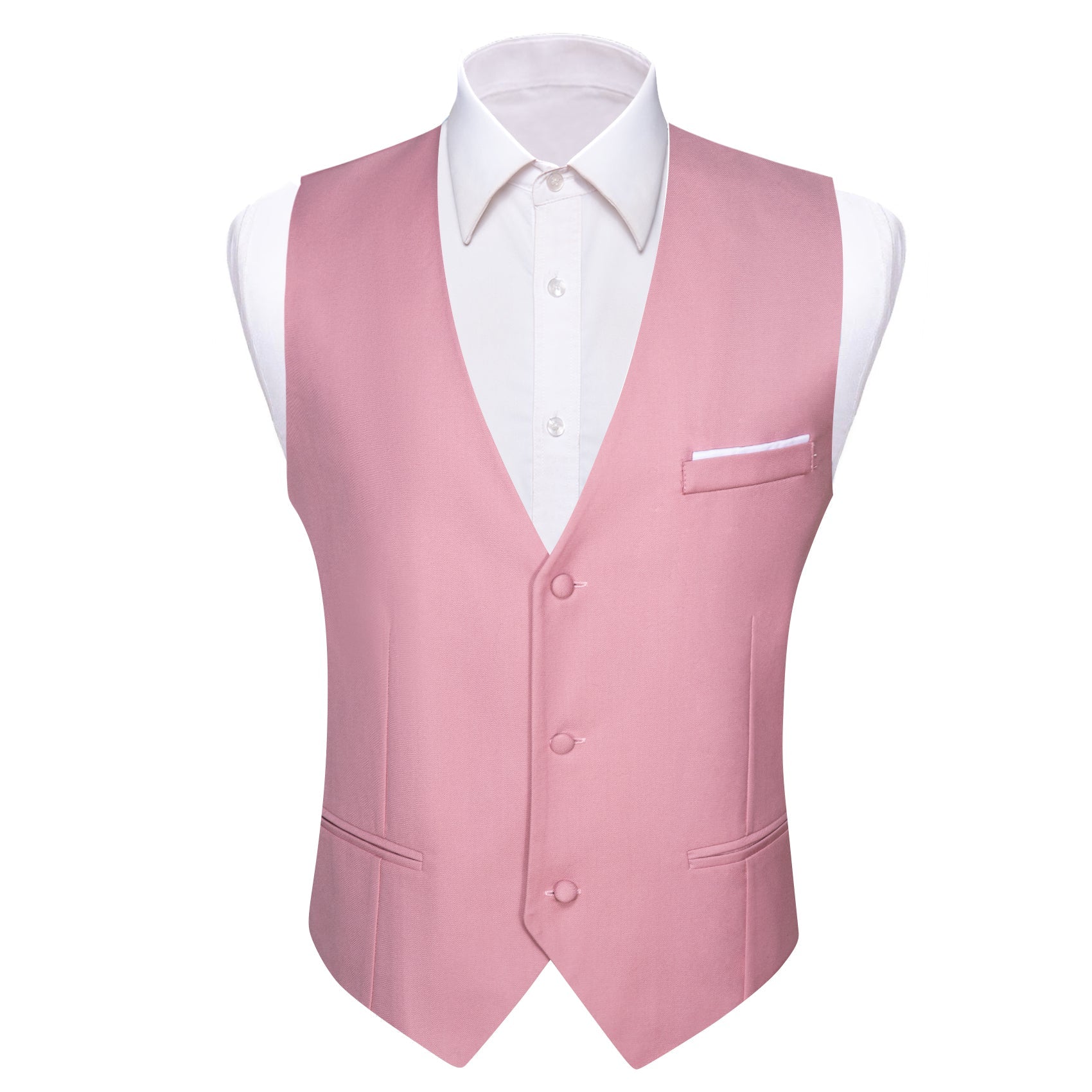Pink Solid Necktie Bowtie Hanky Cufflinks Waistcoat Vest Set