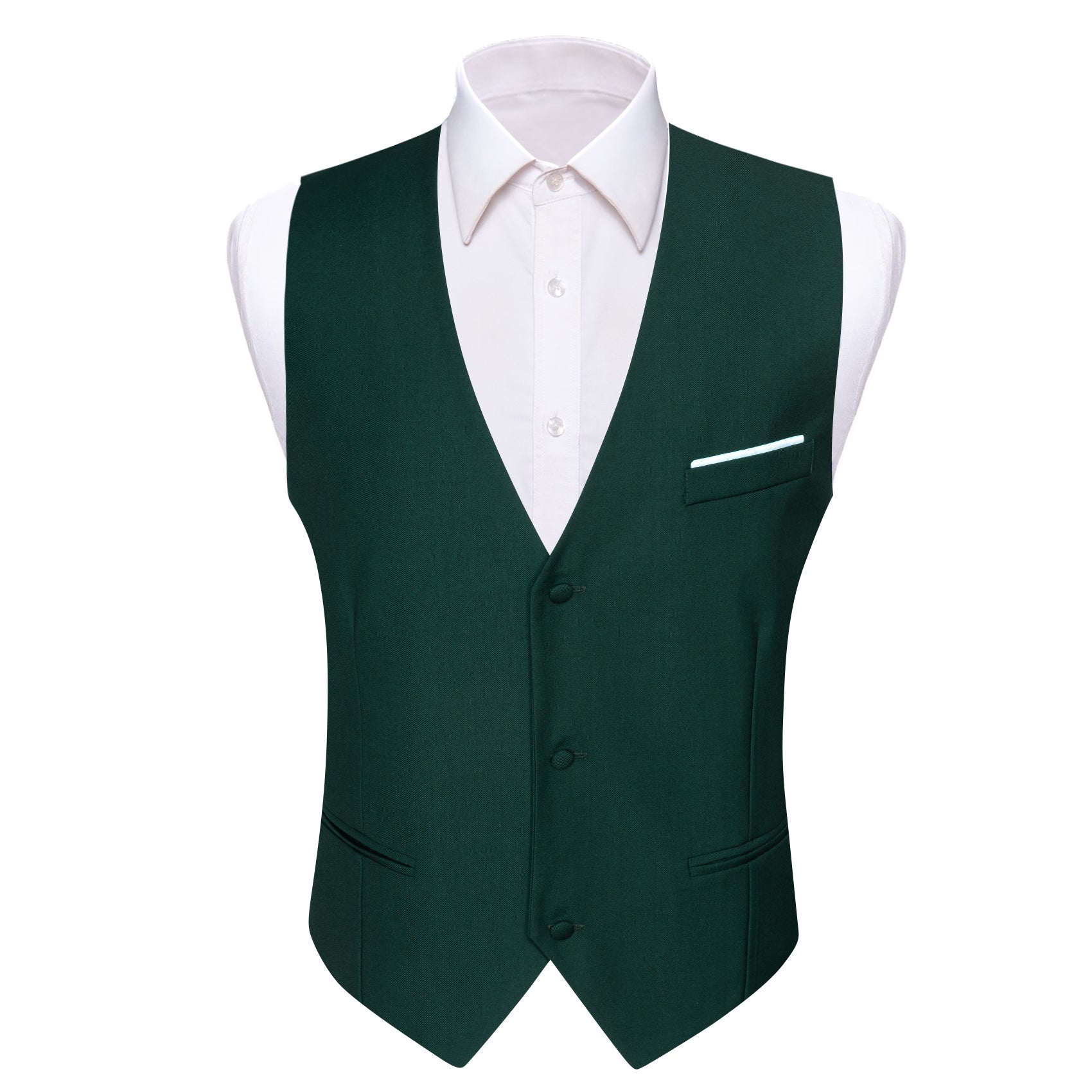 Shining Green Solid Necktie Bowtie Hanky Cufflinks Waistcoat Vest Set