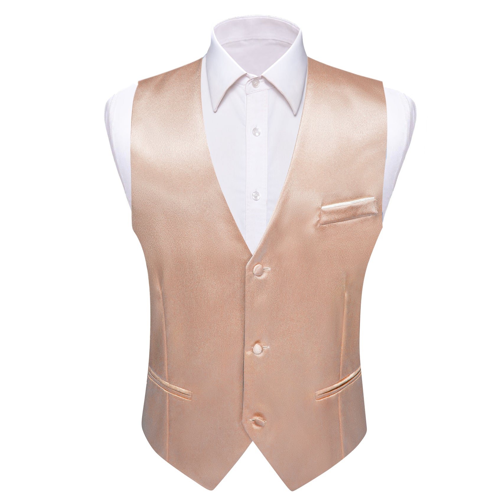 Cream Solid Silk Waistcoat Vest for Party