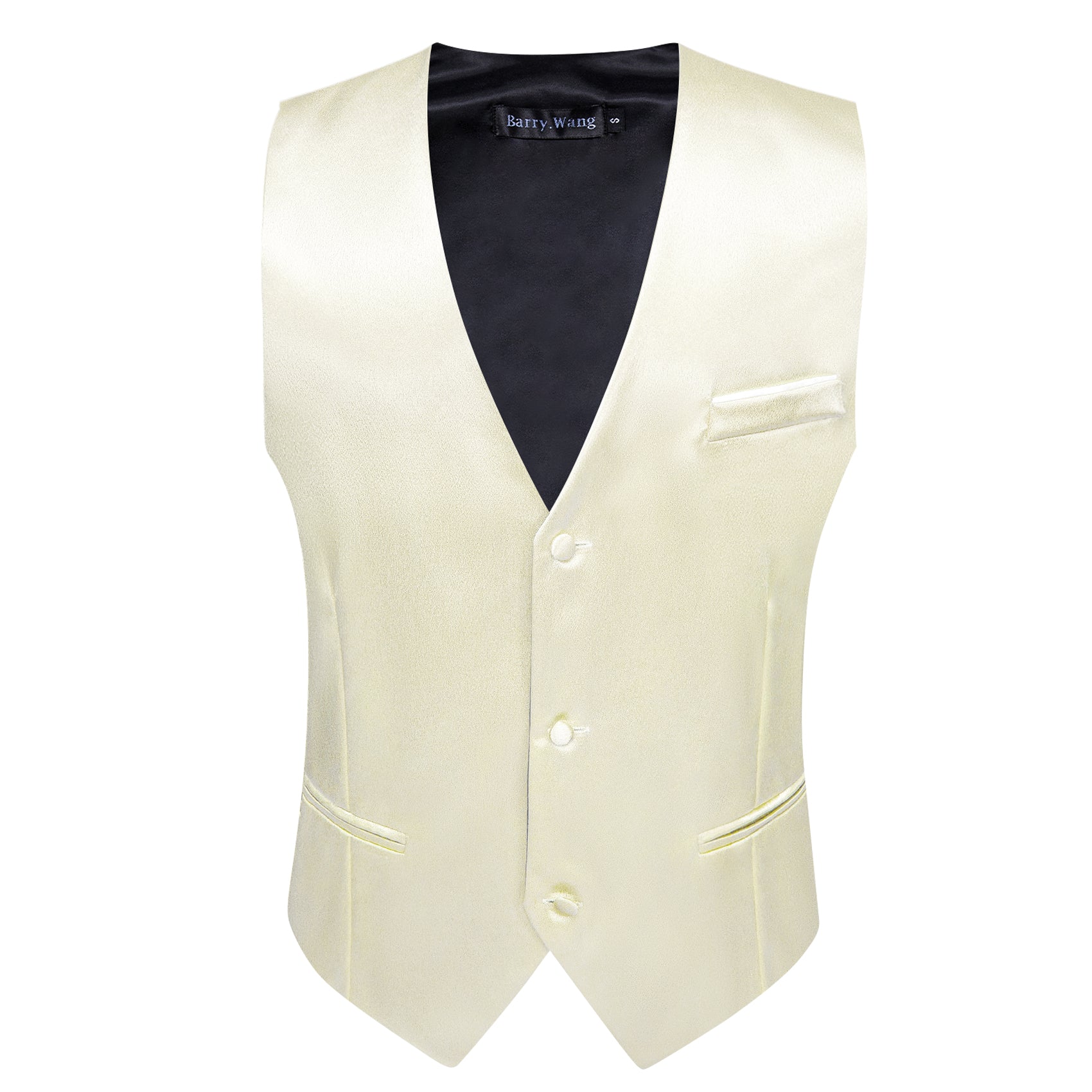 Light Yellow Solid Silk Waistcoat Vest for Party