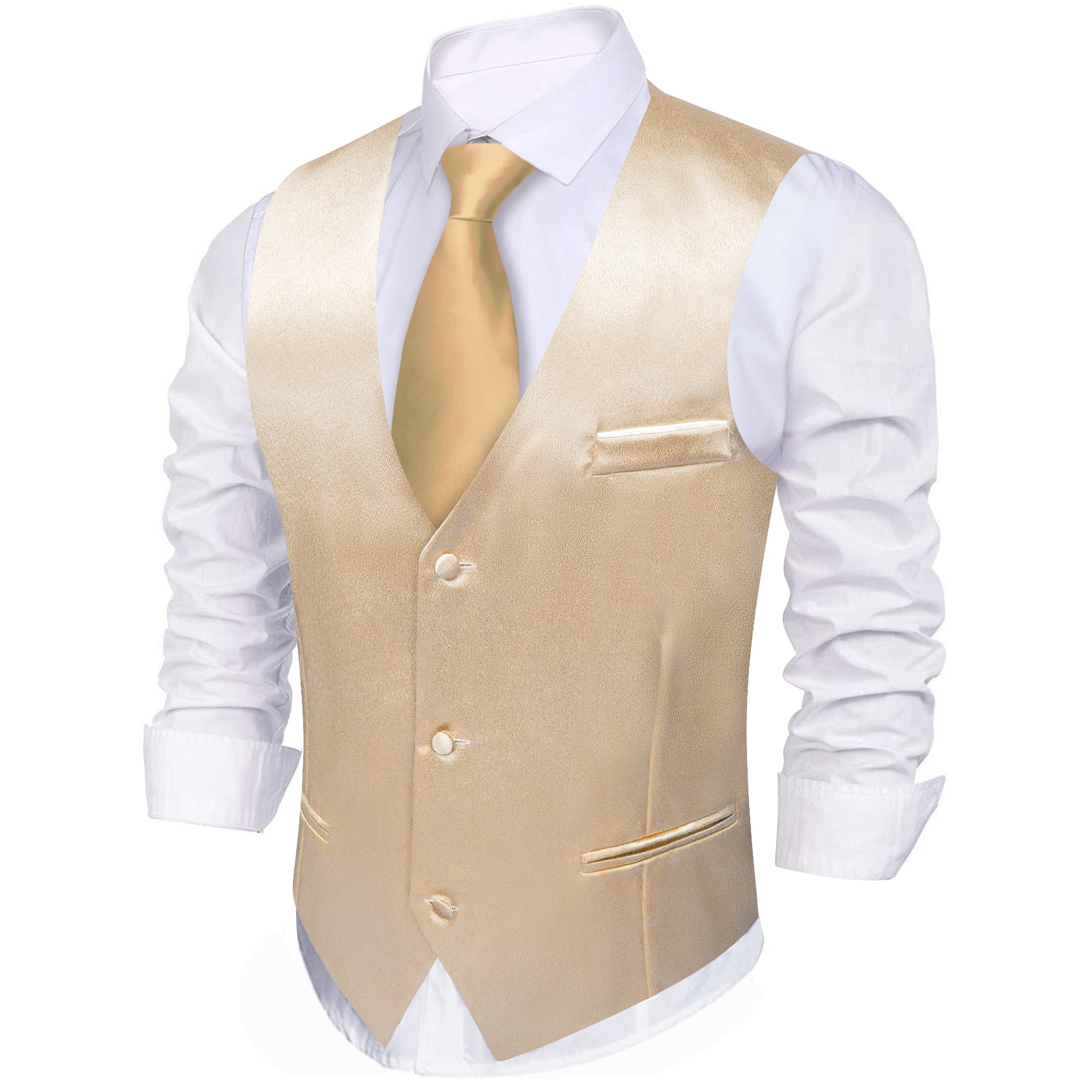 Wheat Solid Silk Waistcoat Vest for Party