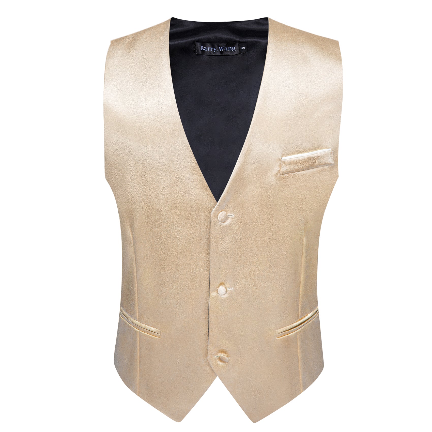 Wheat Solid Silk Waistcoat Vest for Party