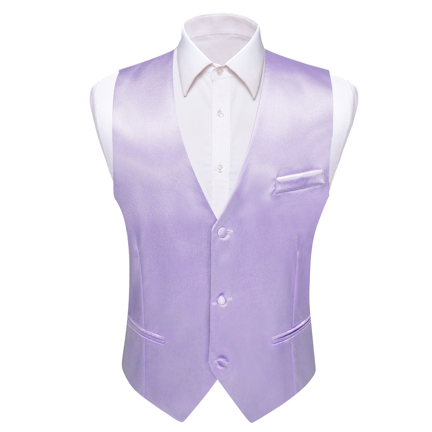Lavender Purple Solid Silk Waistcoat Vest