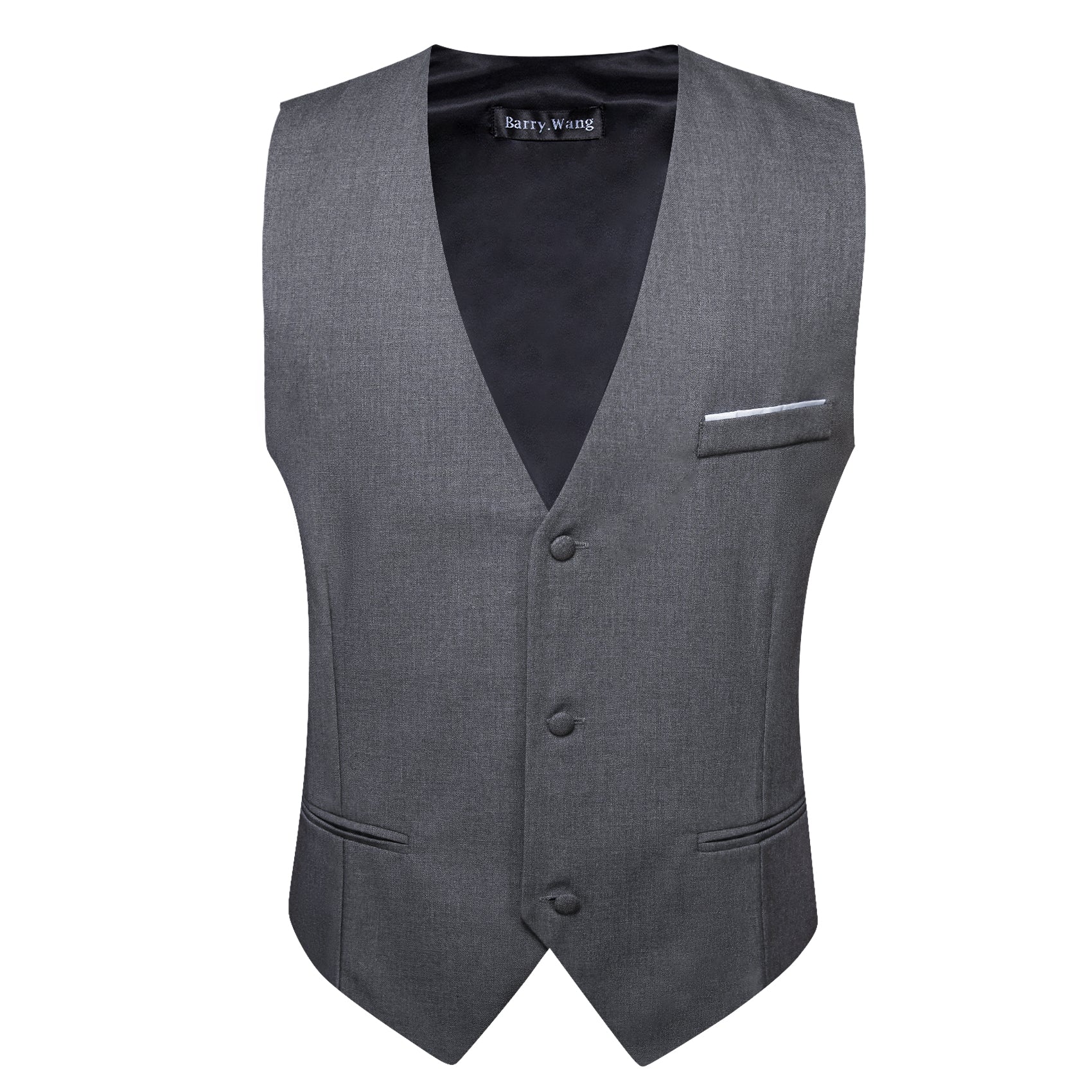 Barry.wang Grey Solid Business Vest Suit