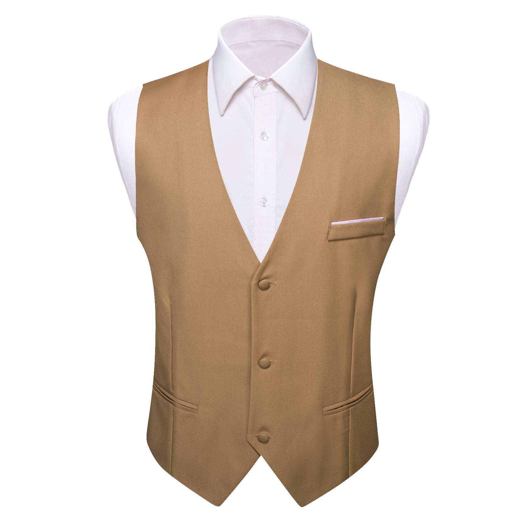 Barry.wang Khaki Solid Business Vest Suit