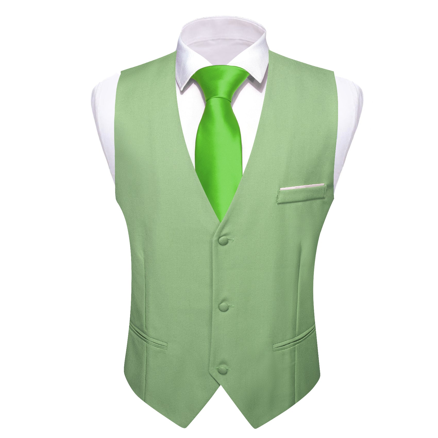 Barry.Wang Men's Work Vest Turquoise Green Solid Business Vest Suit