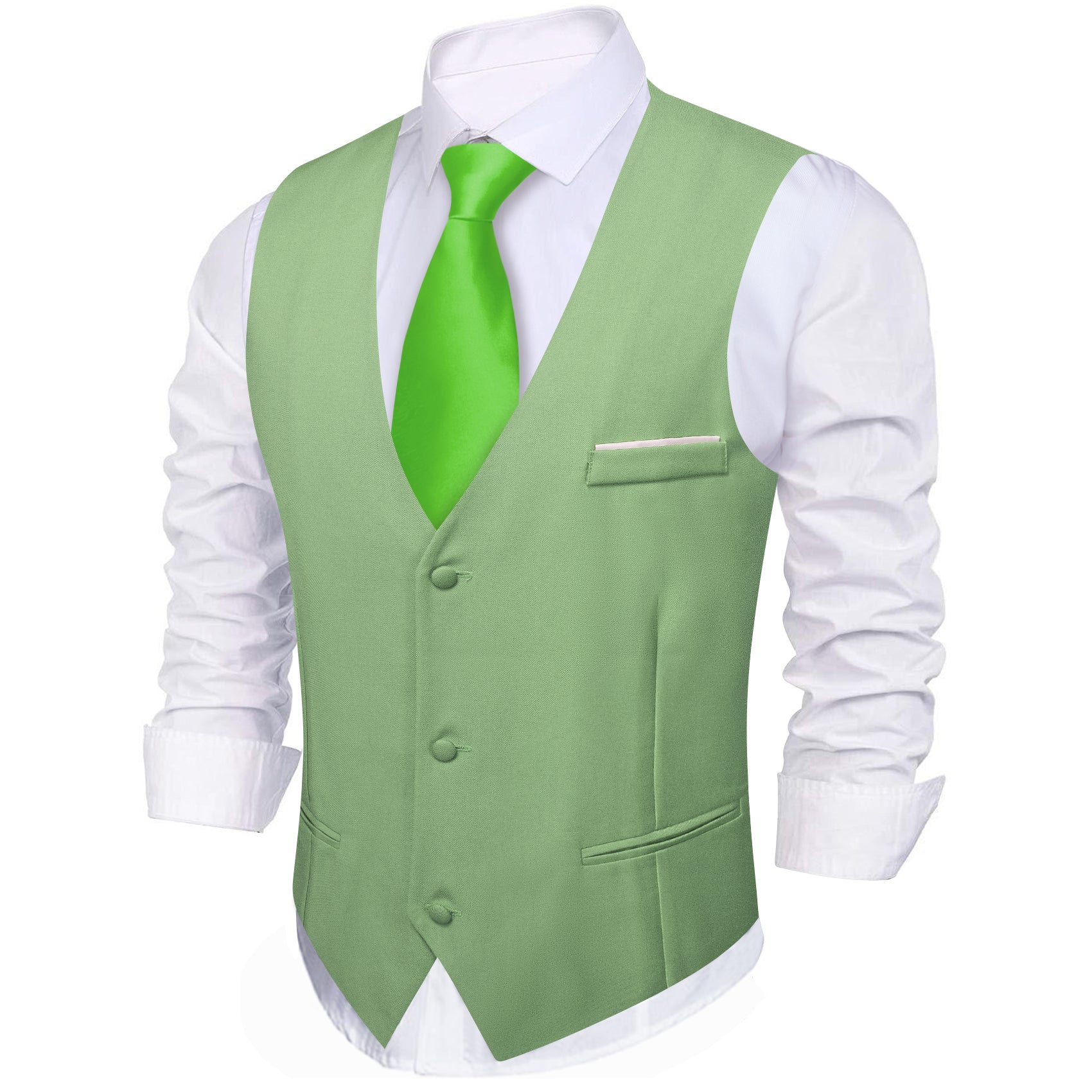 Barry.wang Turquoise Green Solid Business Vest Suit