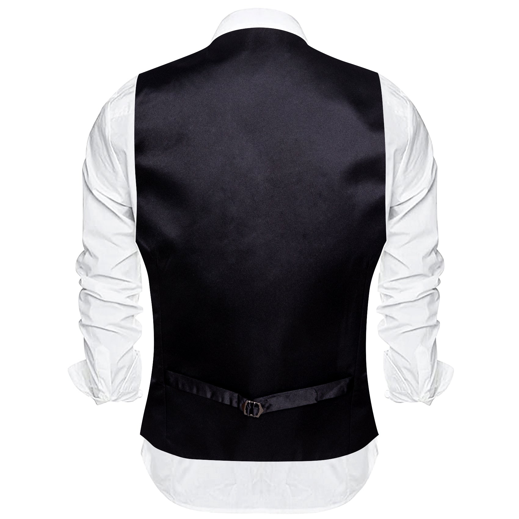 Barry.Wang Men's Work Vest Light Grey Solid Business Suit Silk Vest
