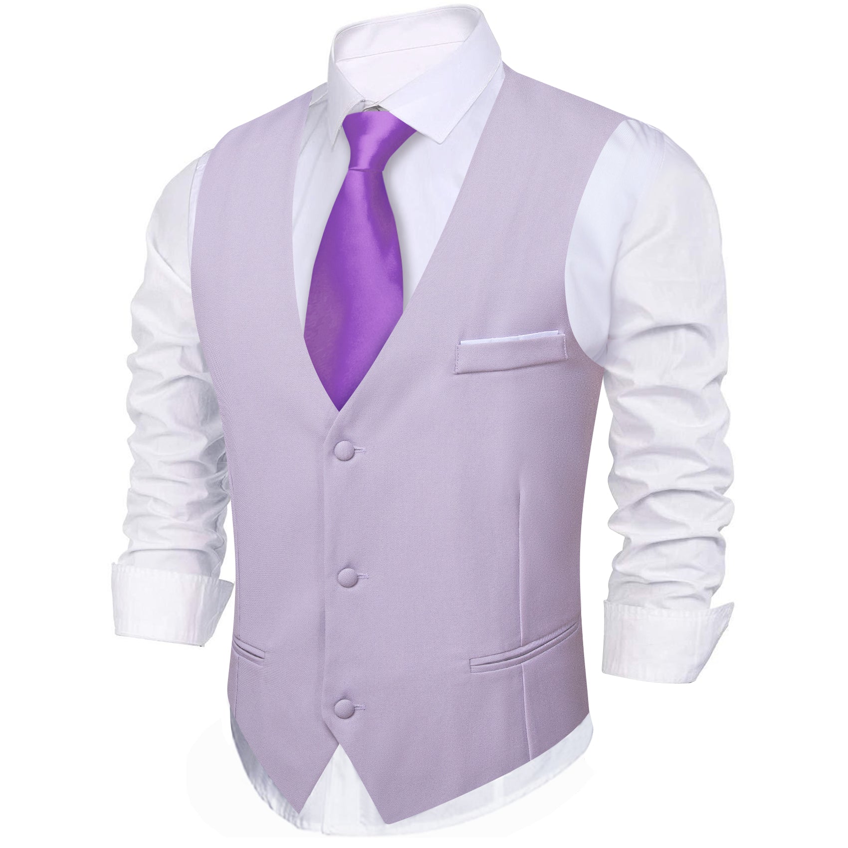 Barry.wang Pale Lilac Solid Business Vest Suit