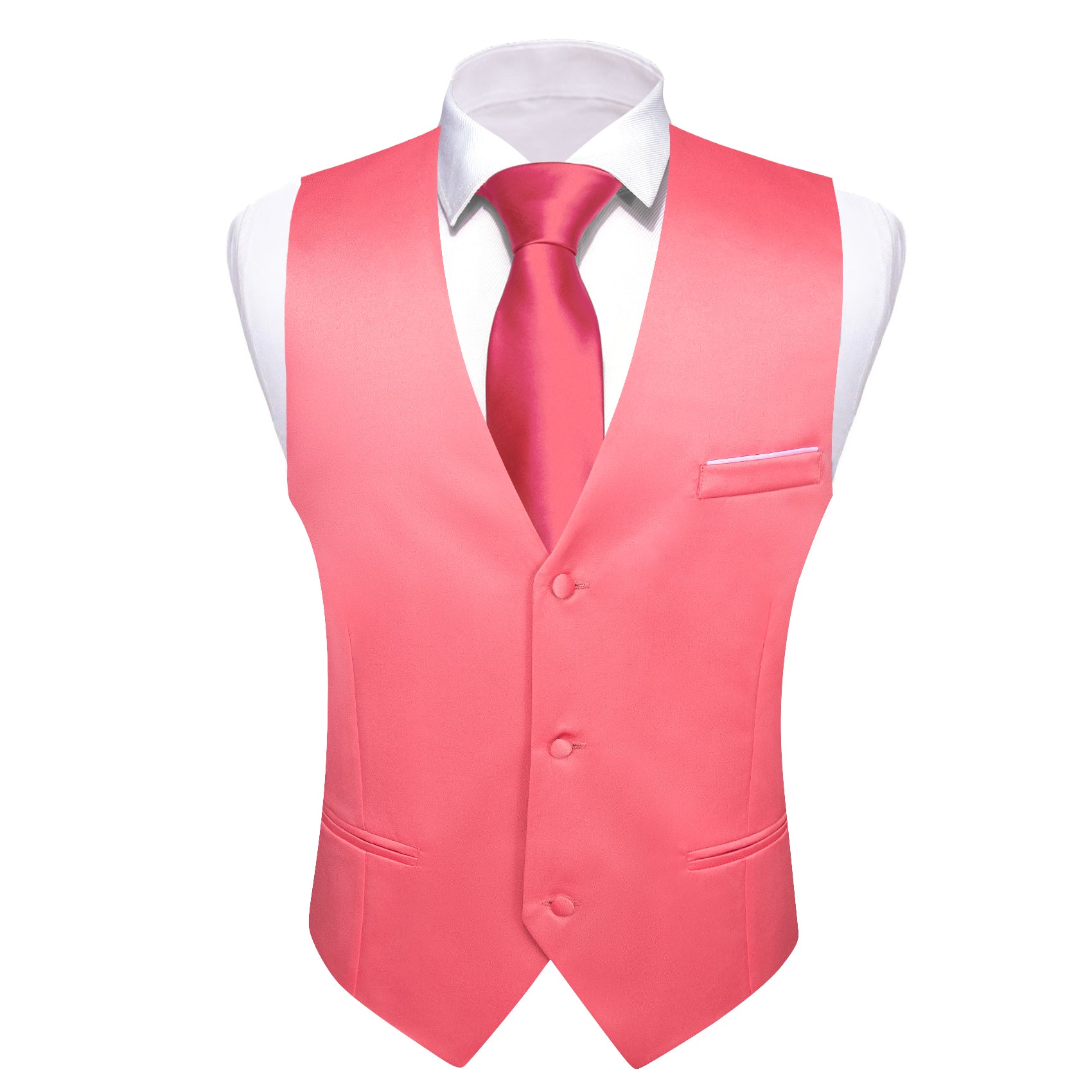 Barry.wang Shock Pink Solid Business Vest Suit