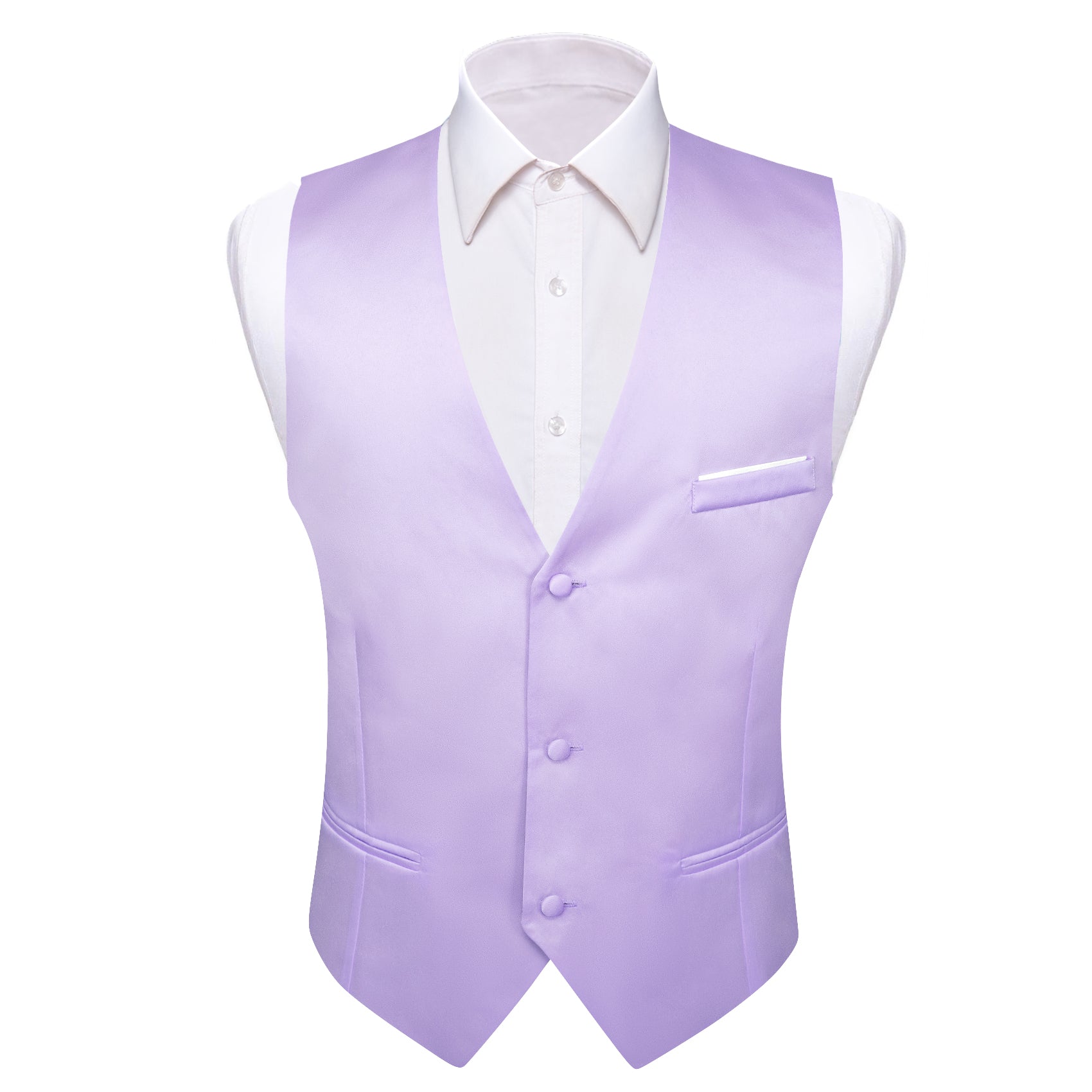 Barry Wang Men Suit Vest Purple Solid Business V-Neck Collar Vest Suit