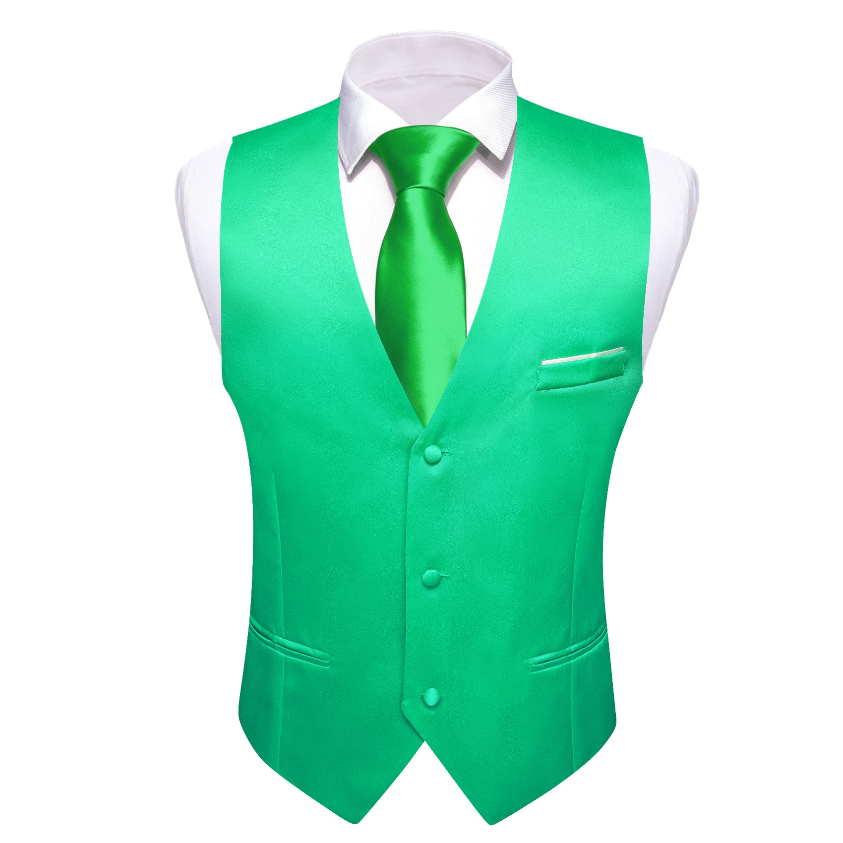 Barry.wang Green Solid Business Vest Suit