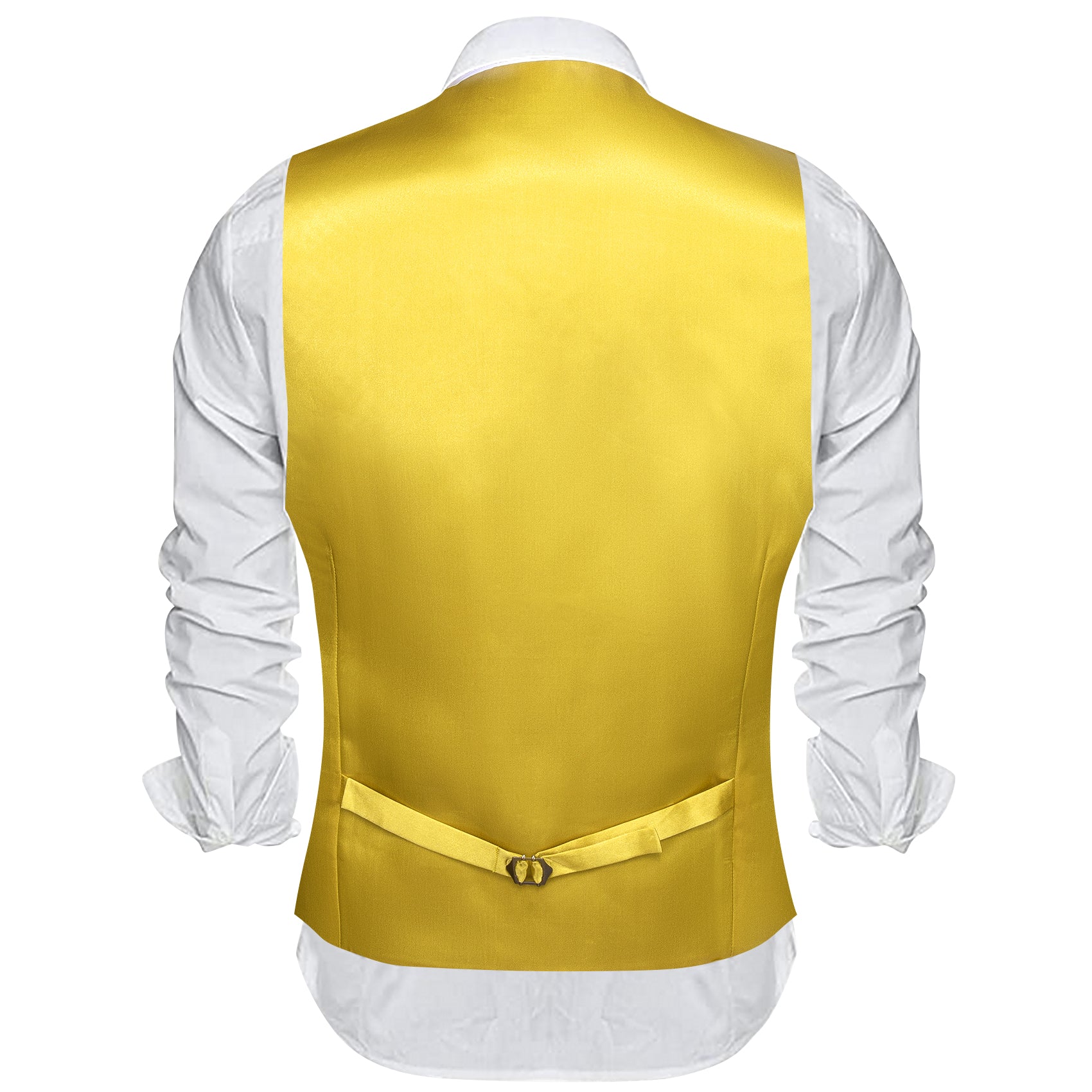 Yellow Solid Silk Waistcoat Vest for Party