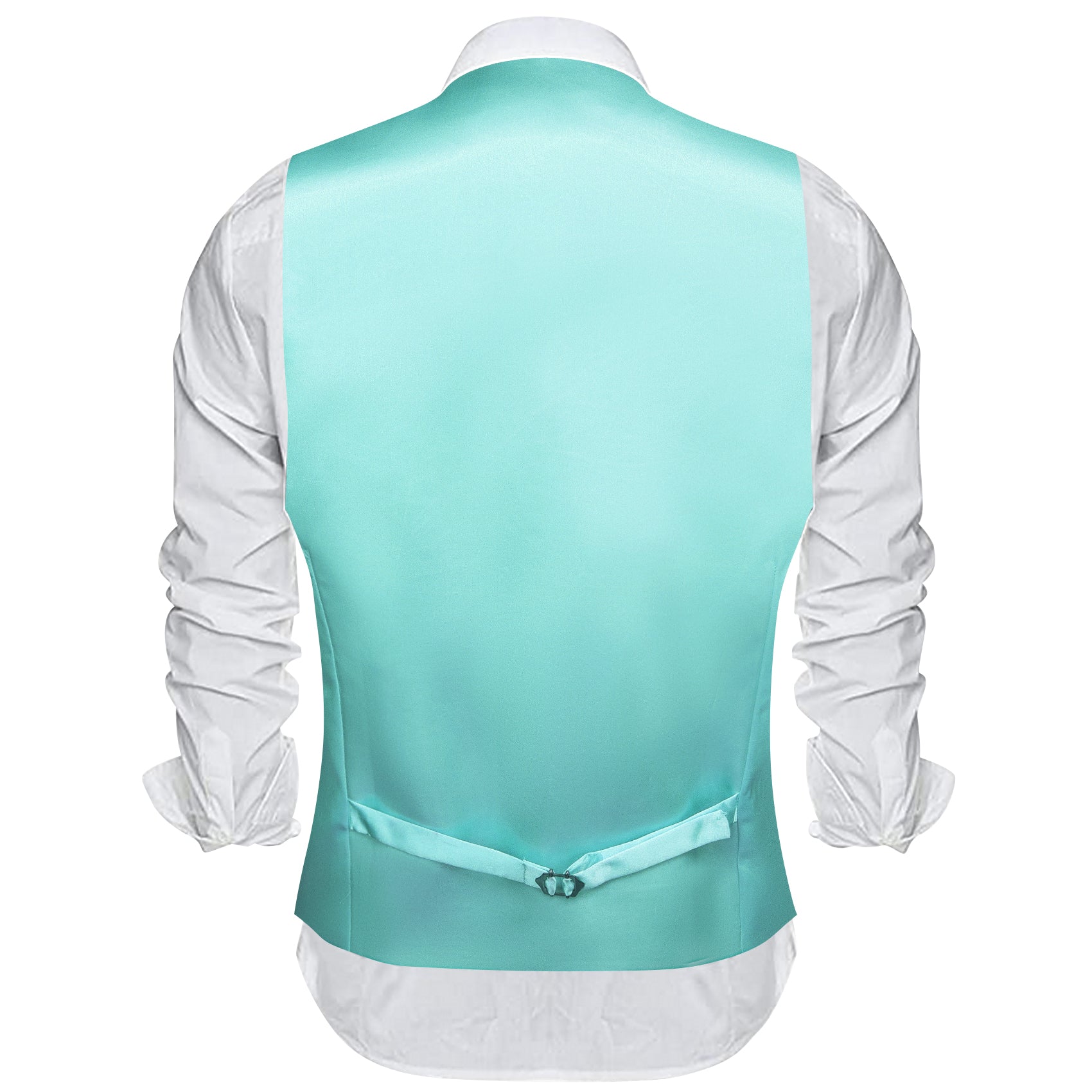 Aqua Solid Silk Waistcoat Vest for Party