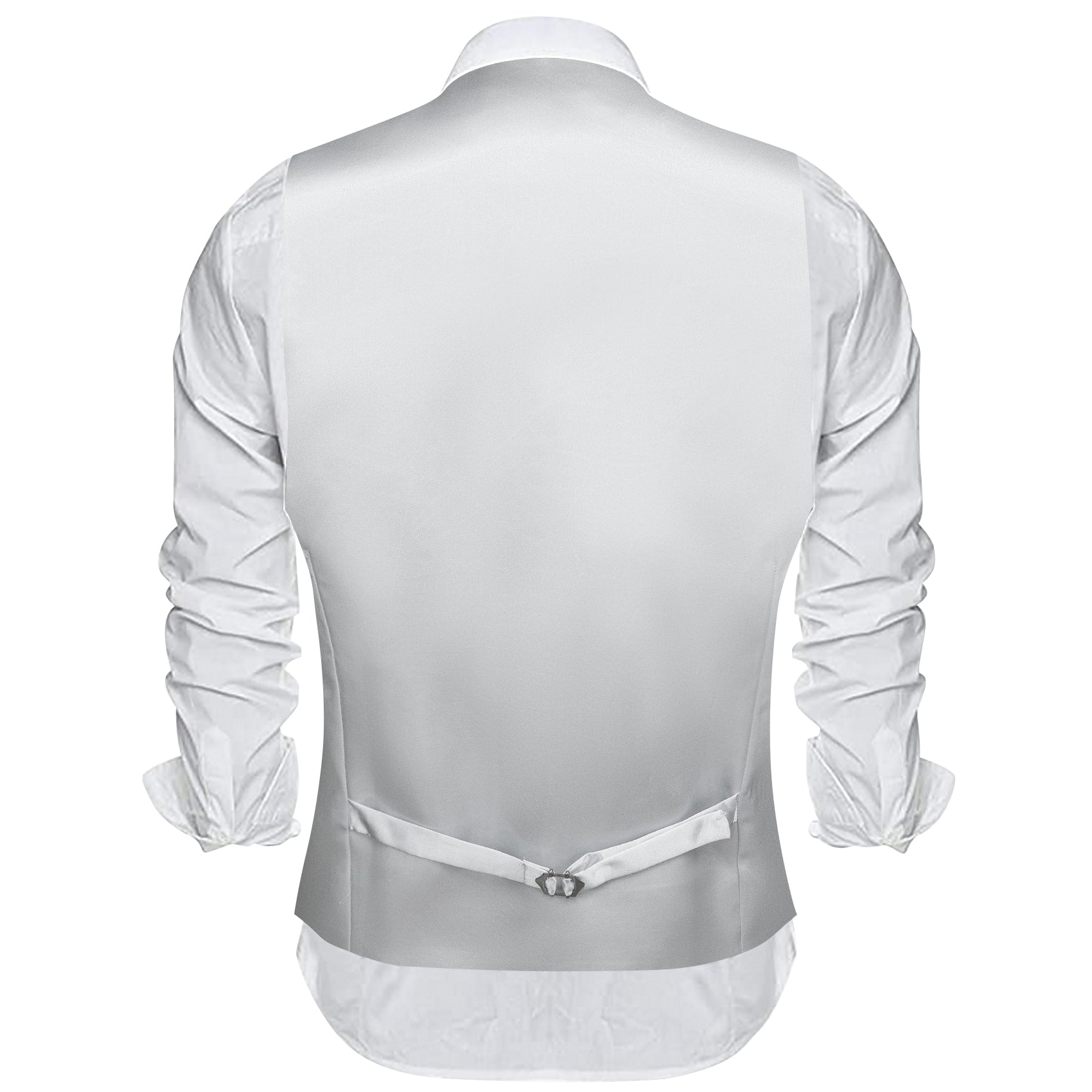  Collarless Waistcoat White Solid Men's Silk Wedding Vest
