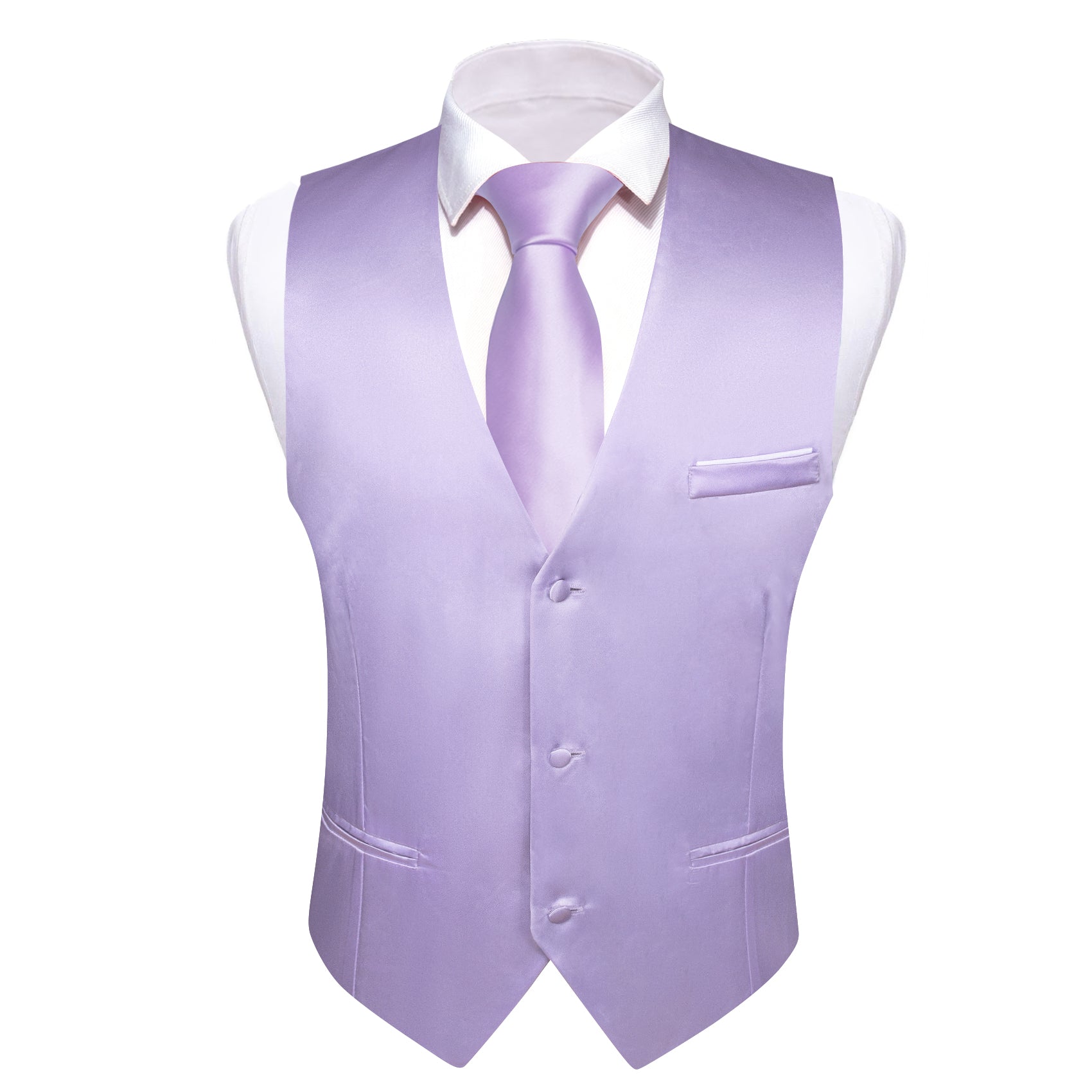 Barry Wang Suit Vest Men's Purple Solid Silk Waistcoat Vest for Party