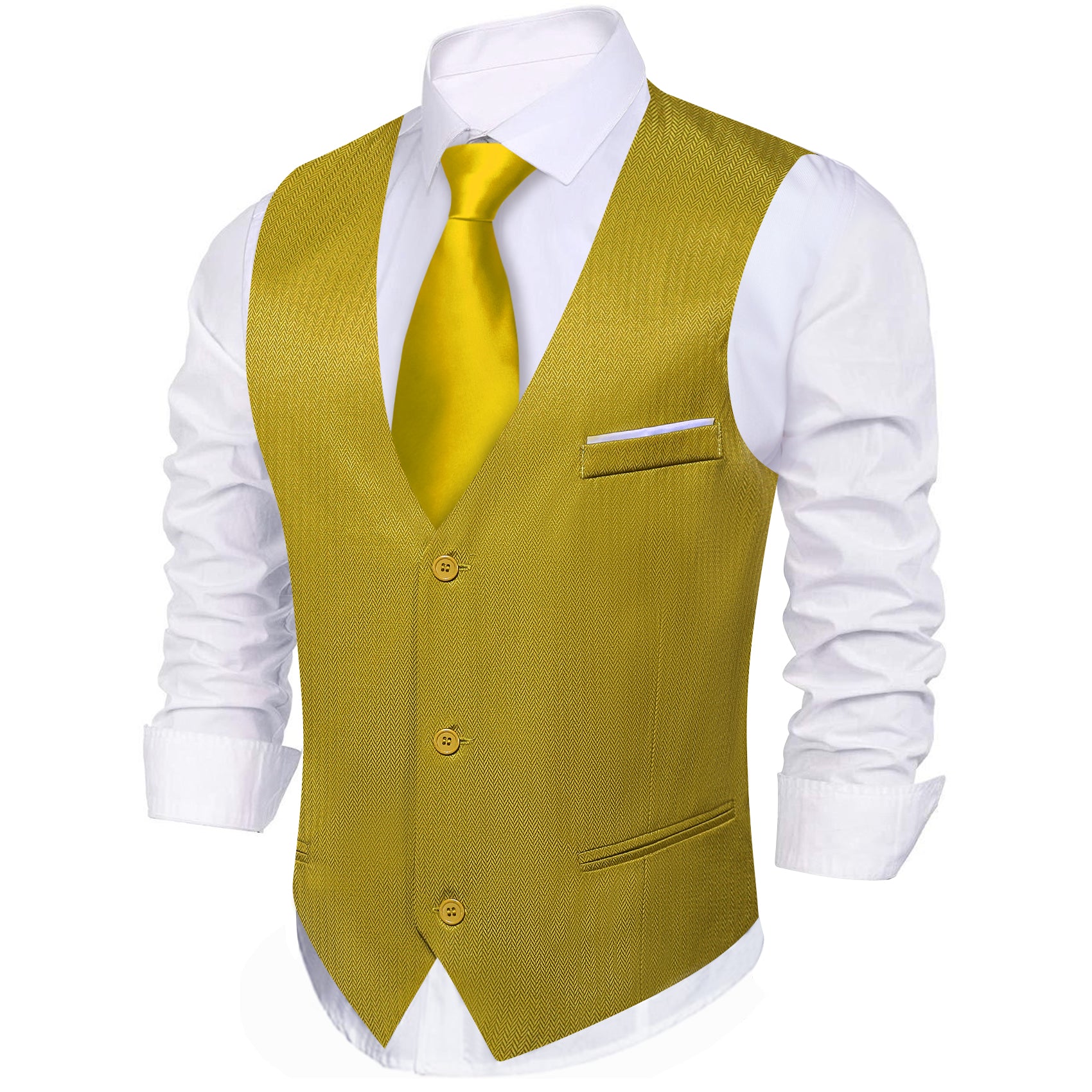 Men's Olive Green Solid Vest Suit for Business