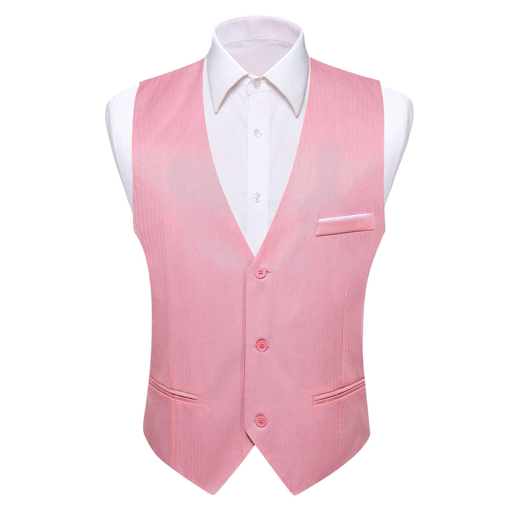 Men's Pink Solid Vest Suit for Business