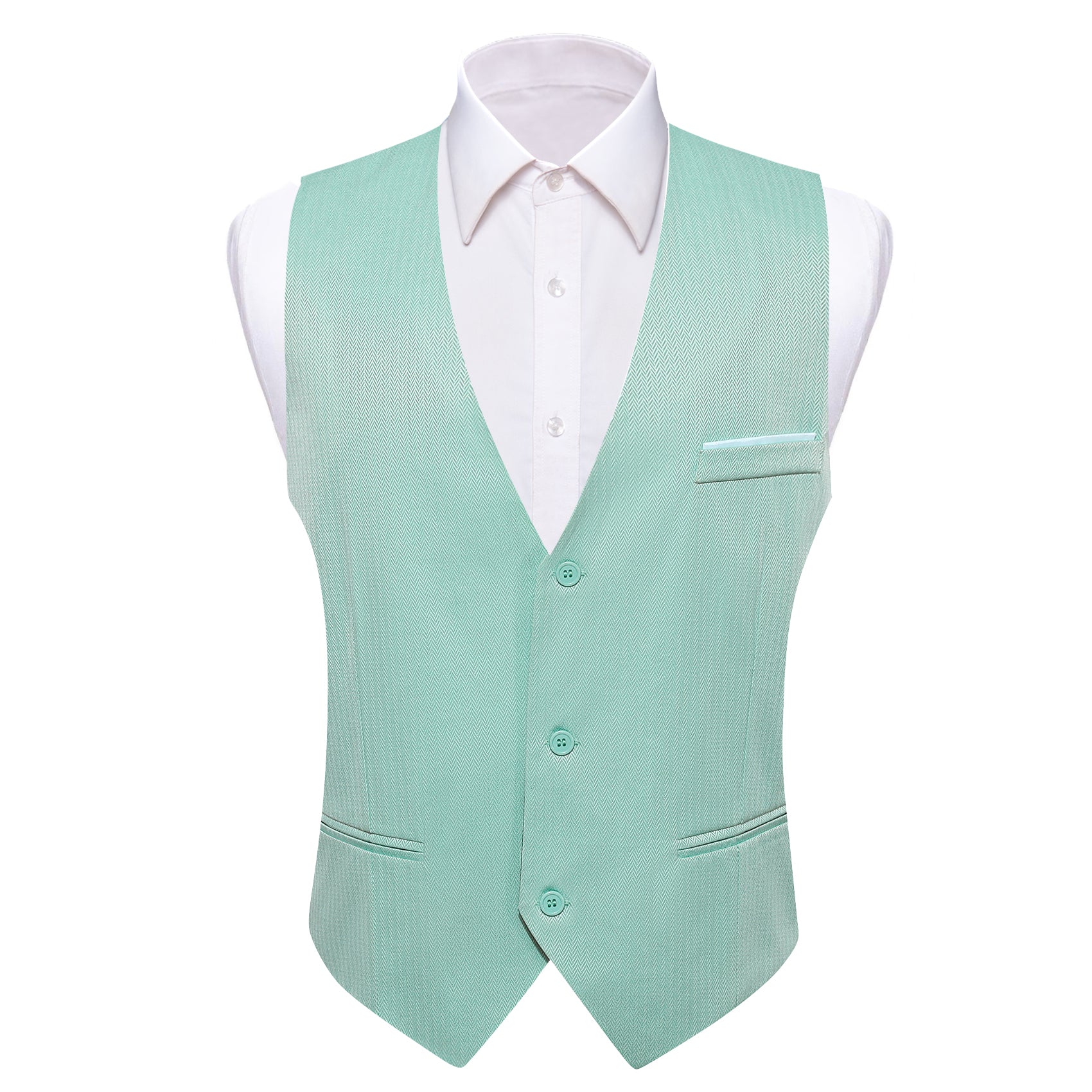 Barry.wang Men's Work Vest Light Green Solid Vest Dress Suit for Business