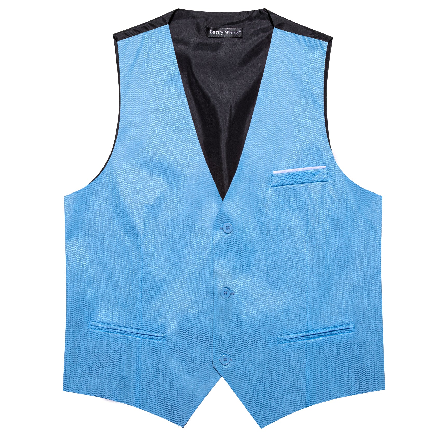 Men's Sky Blue Solid Vest Suit for Business