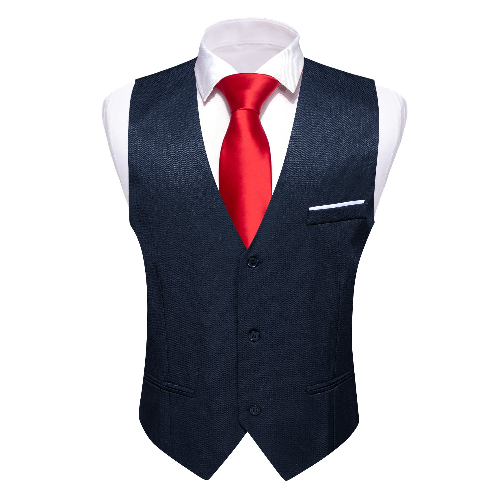 Men's Oriental Blue Solid Vest Suit for Business