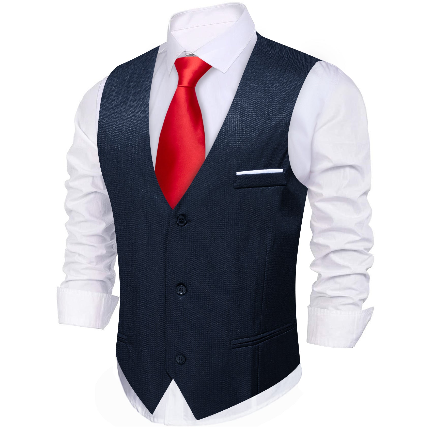 Men's Oriental Blue Solid Vest Suit for Business