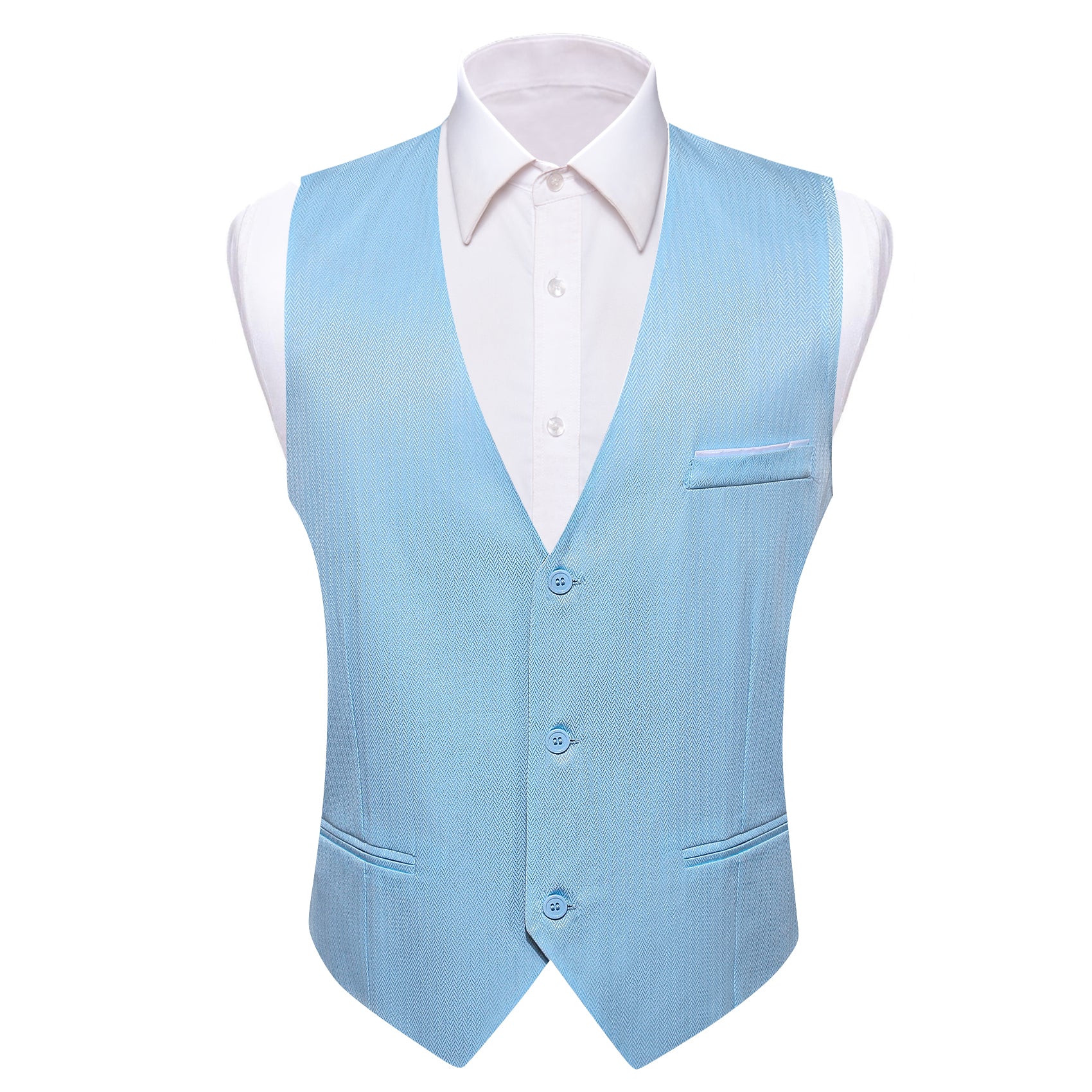 Light Blue Solid Silk Vest
