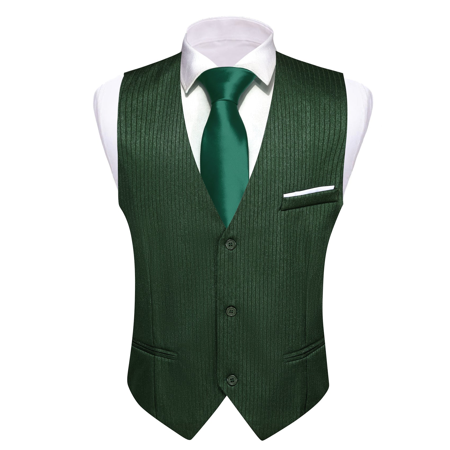 Barry.wang Dark Green Solid Business Vest Suit