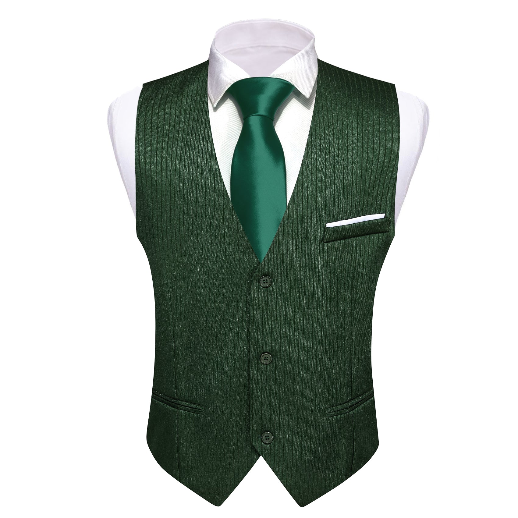 Traj De Color Verde Oscuro Por Encargo Para Hombr De 3 Piezas Chaqueta Pantalon