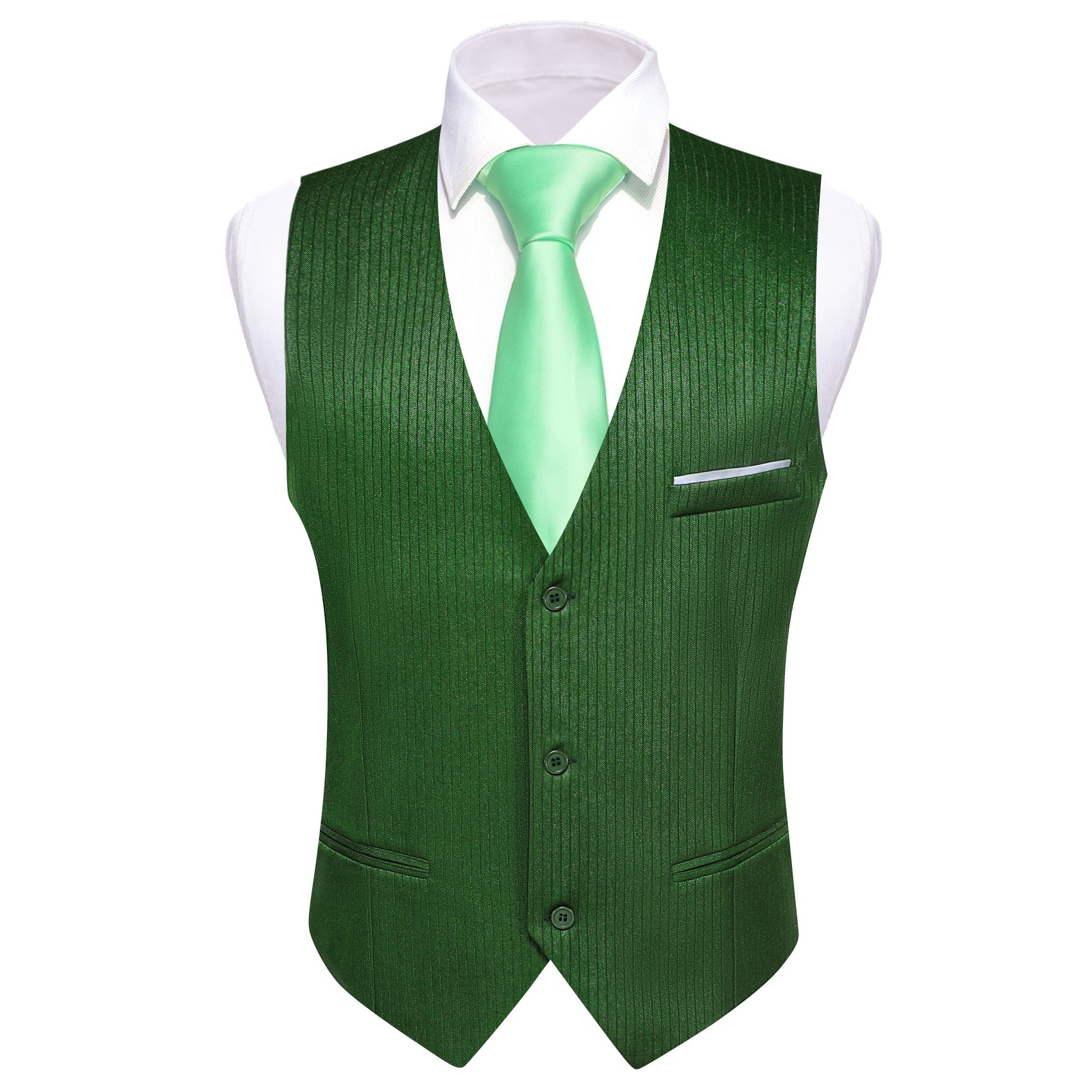Barry.wang Men's Vest Grass Green Solid Business Suit Waistcoat Vest