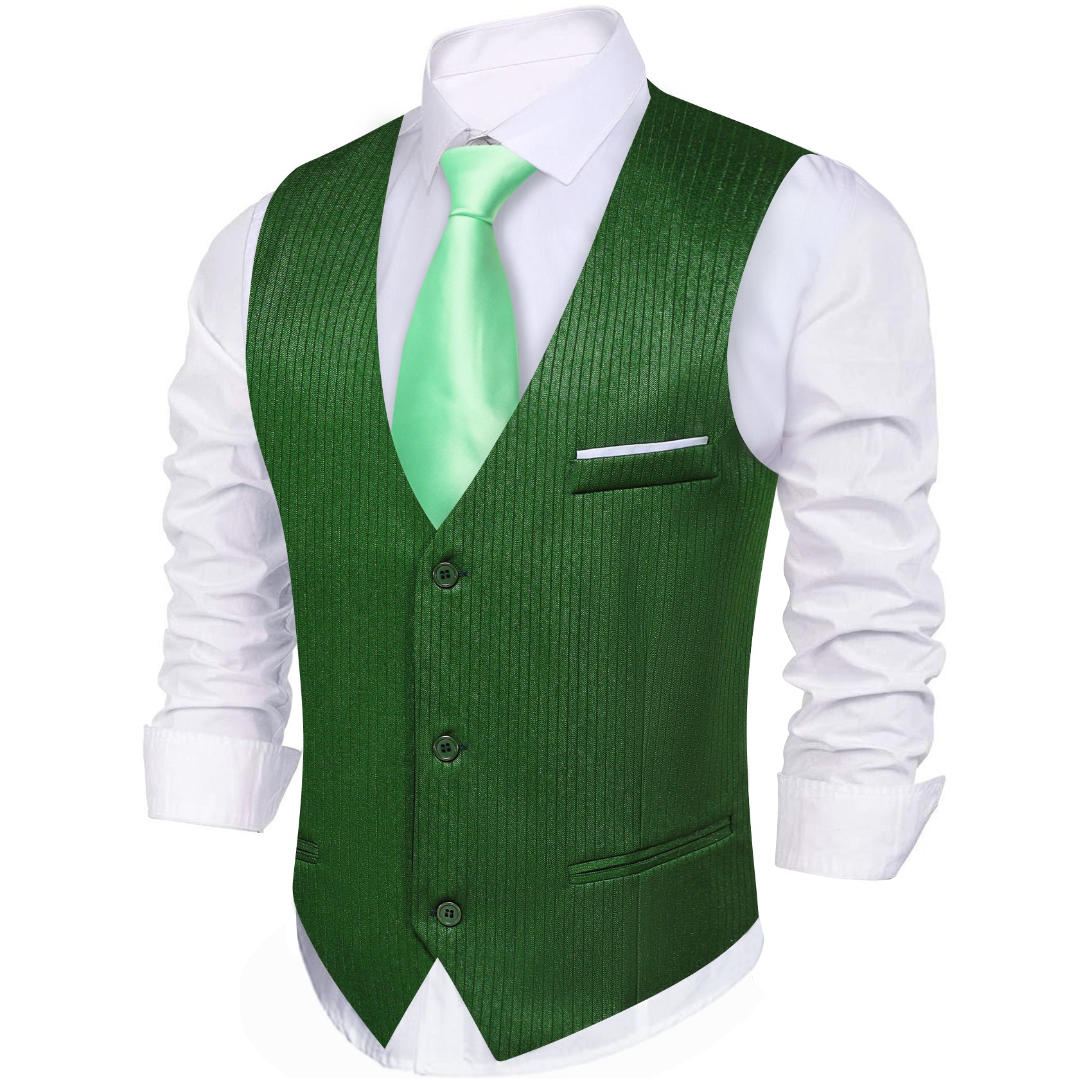 Barry.wang Grass Green Solid Business Vest Suit