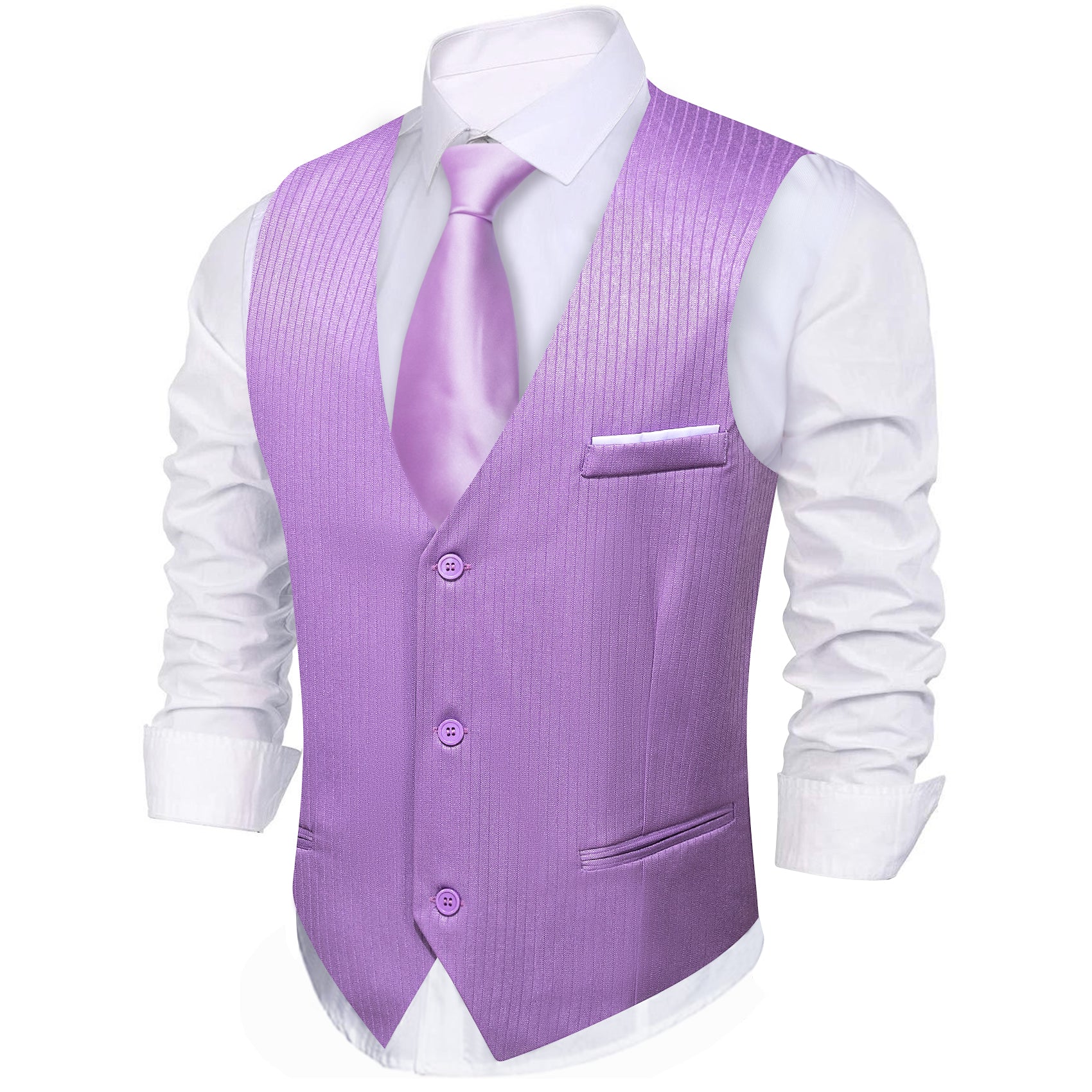Barry.wang Pale Lilace Solid Business Vest Suit
