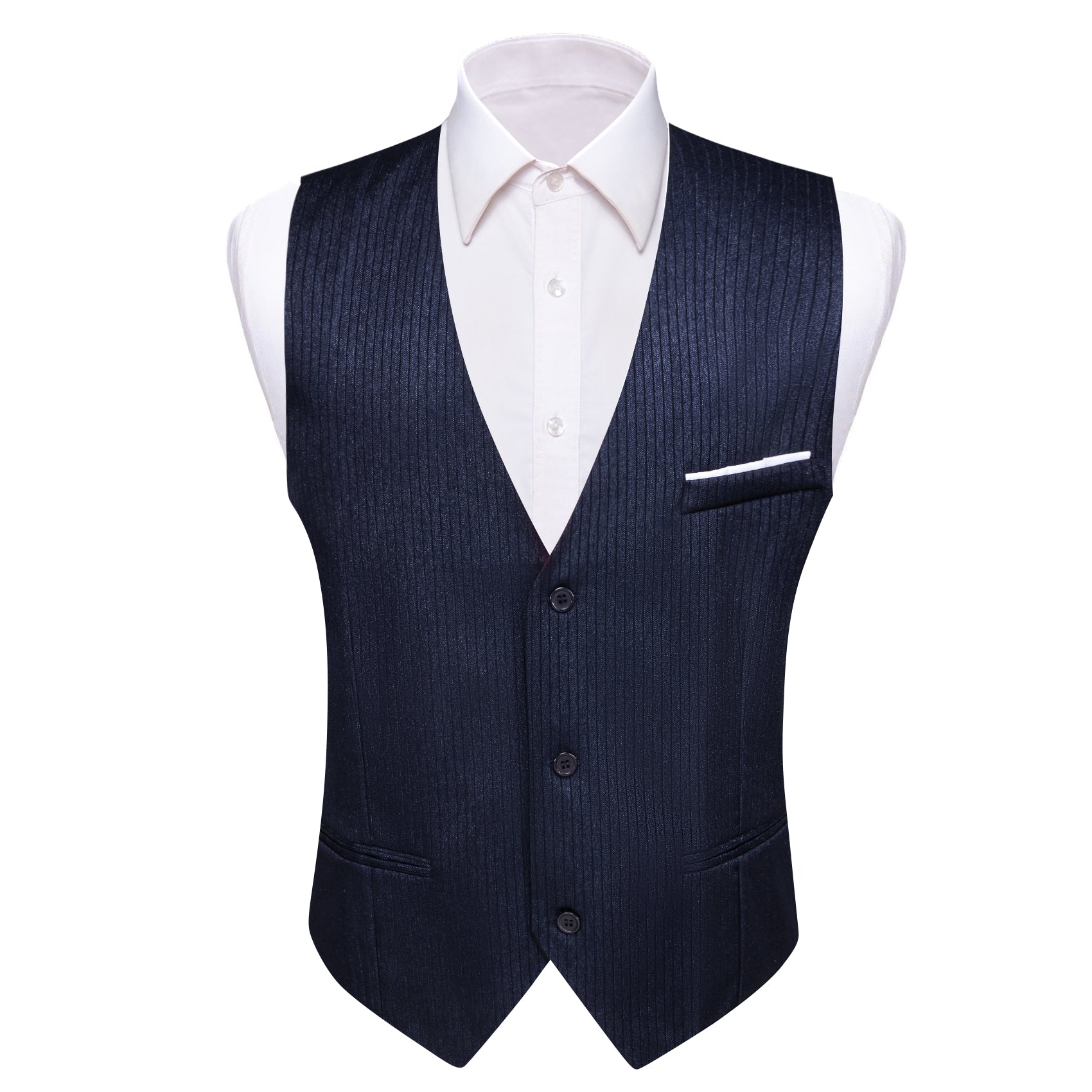 Barry.wang Blue Black Solid Business Vest Suit