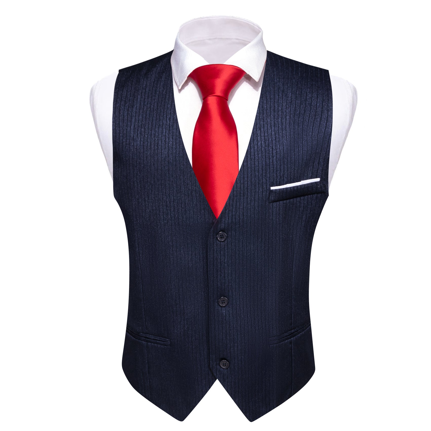 Barry.wang Blue Black Solid Business Vest Suit