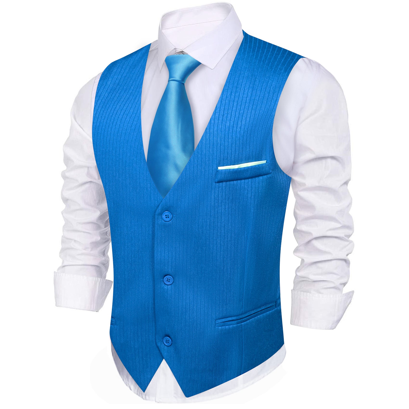 Barry.wang Bright Blue Solid Business Vest Suit