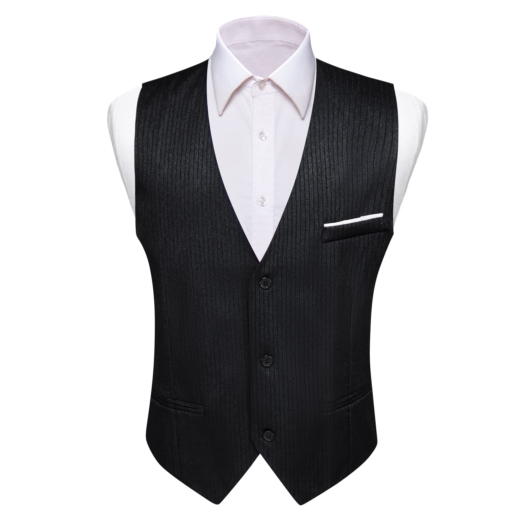 Barry.wang Black Solid Business Vest Suit