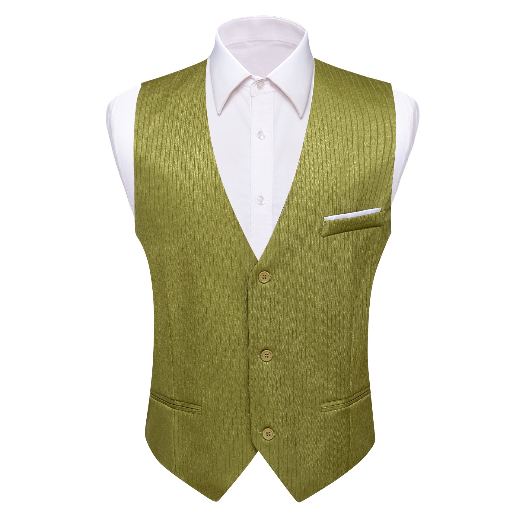 Barry.wang Men's Work Vest Olive Green Solid Business Suit Vest
