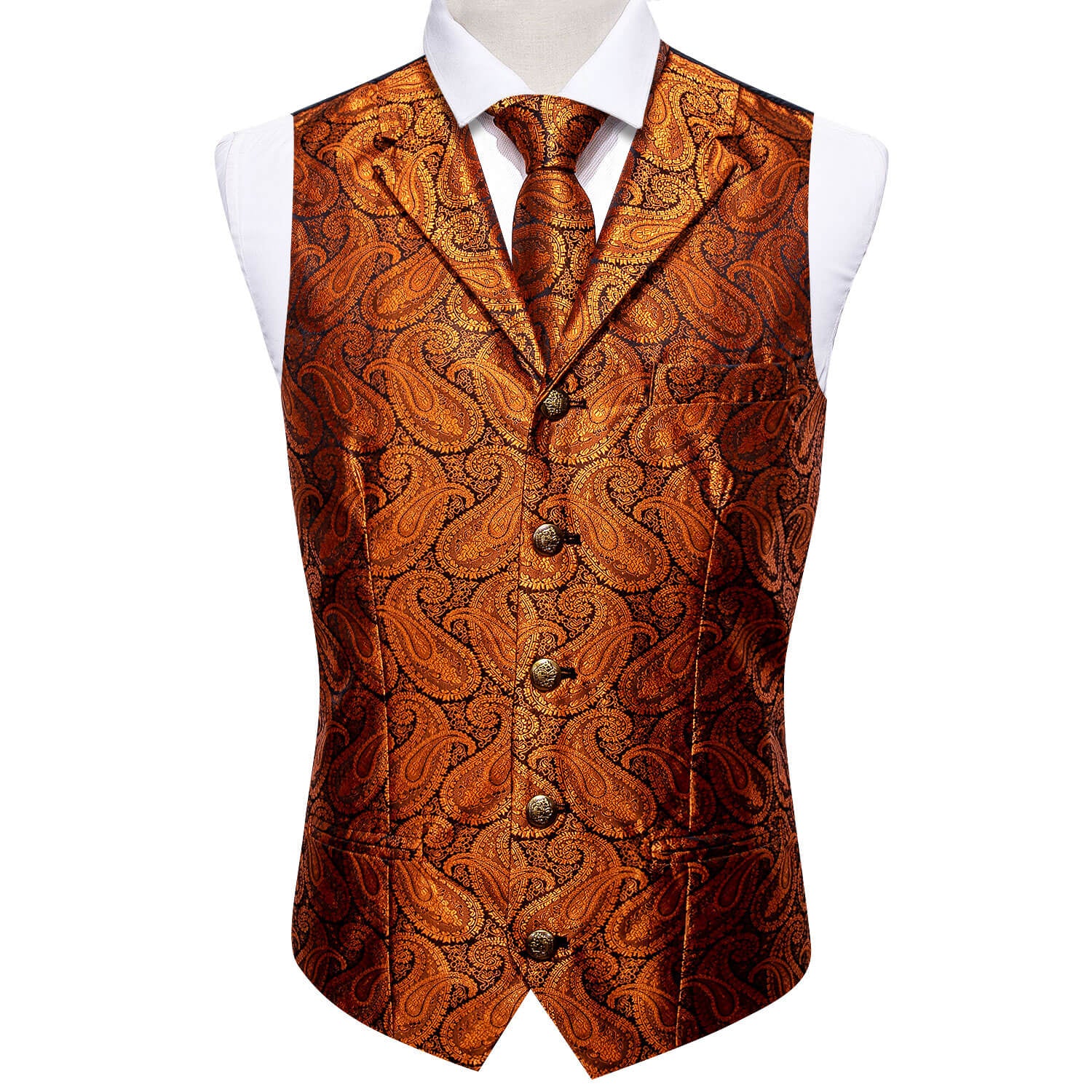 Men s Pink Floral Silk Tie Waistcoat Vest Hanky Cufflinks Set