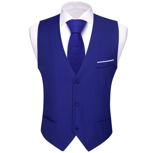 Barry. Wang Royal Blue Suit Vests V-Neck Casual Vest Dress for Men Formal Tuxedo