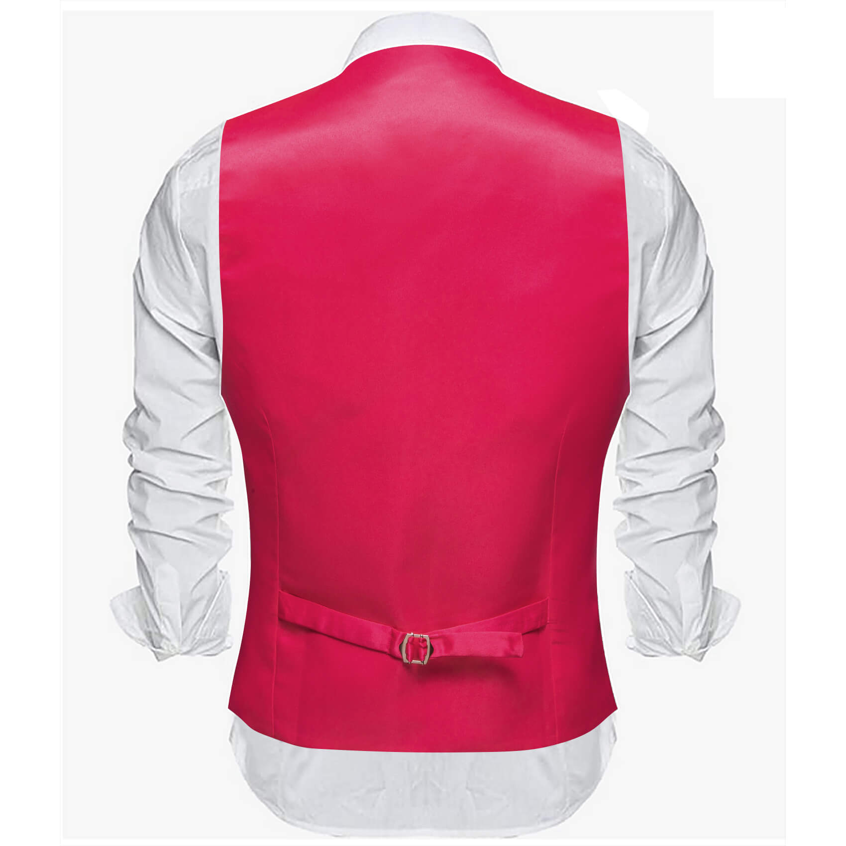 Mens Waistcoat Rose Red Solid No Collar Vest