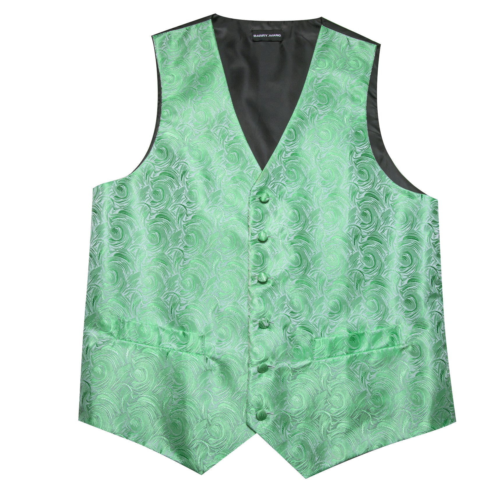 Men's Turquoise Green Floral Silk Tie Waistcoat Vest Hanky Cufflinks Set
