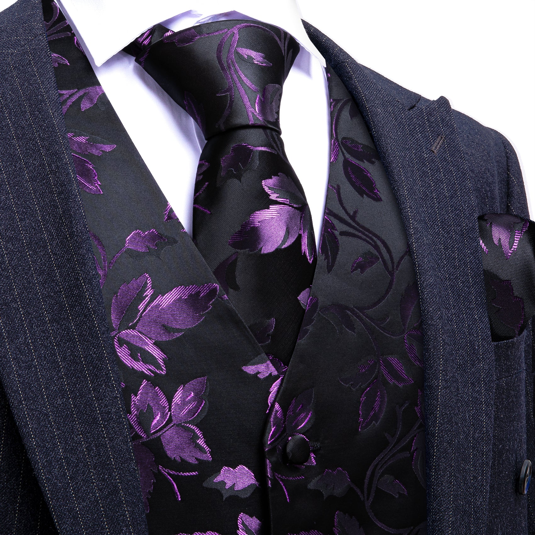 purple dress shirt black vest Dark Purple Dupion Vest