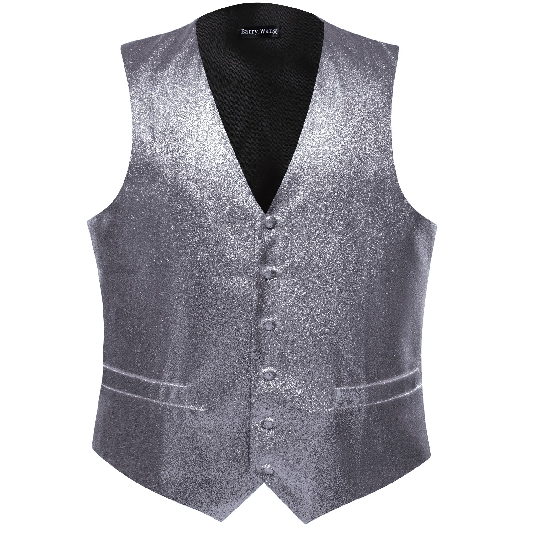 Men's Grey Solid Silk Bow tie Waistcoat Vest Set