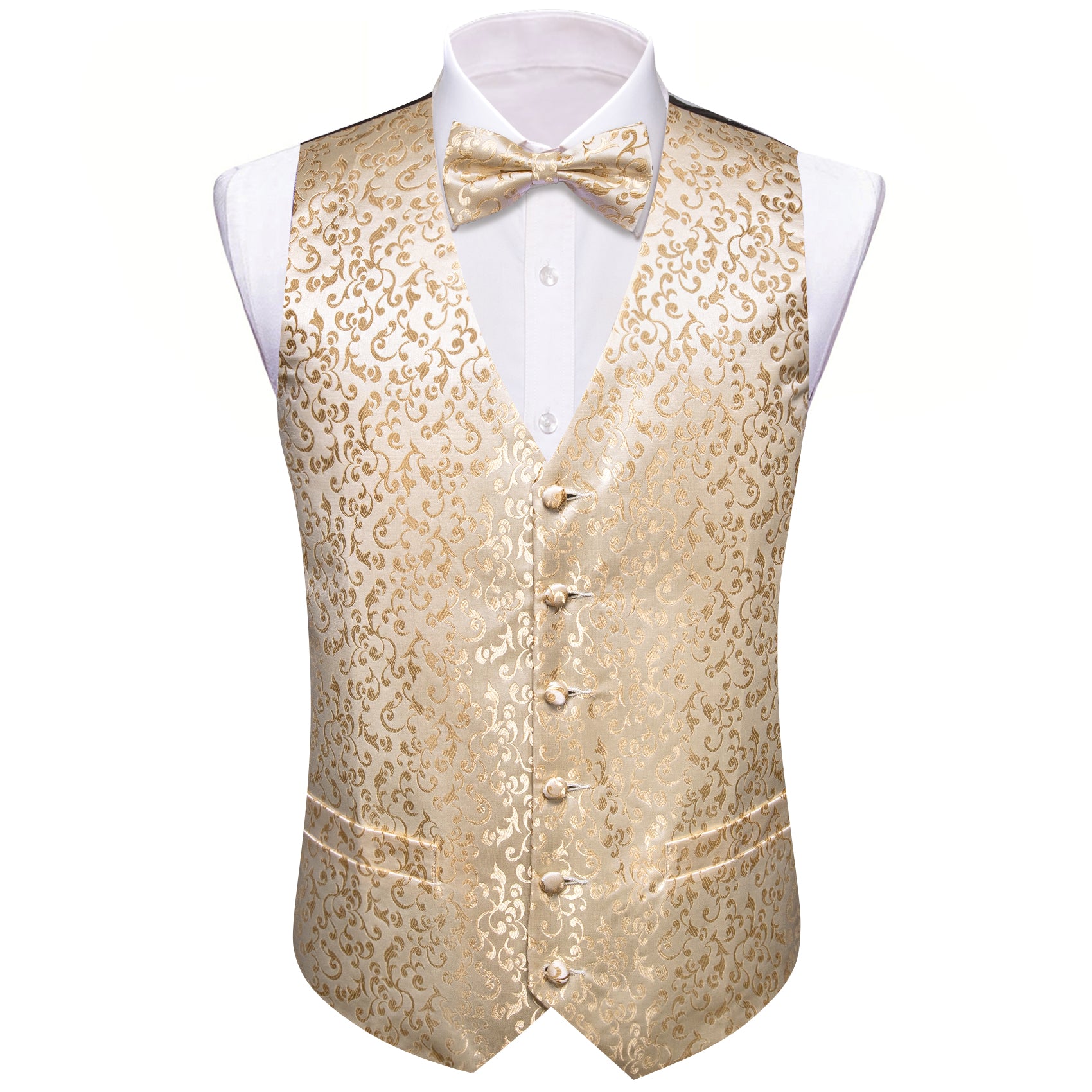 Men's Venus Paisley Silk Bow Tie Waistcoat Vest Hanky Cufflinks Set