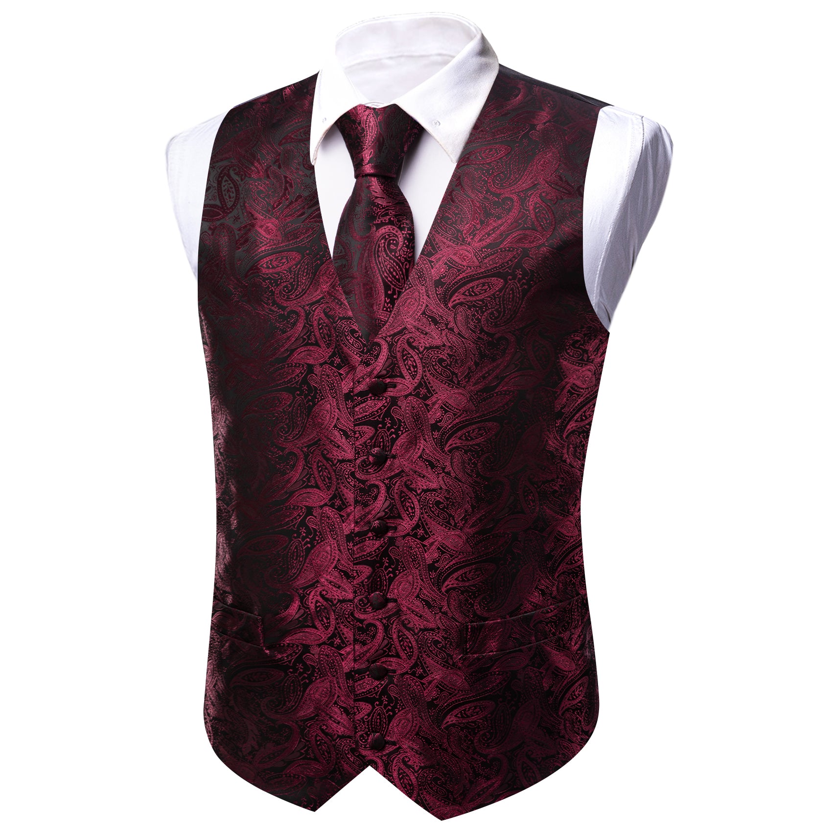 maroon ties paisley pattern long sleeve shirt