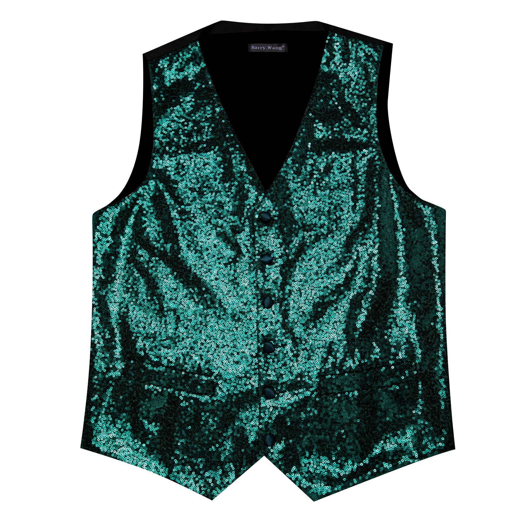 Men's Dark Green Sequins Silk Bow tie Waistcoat Vest Set