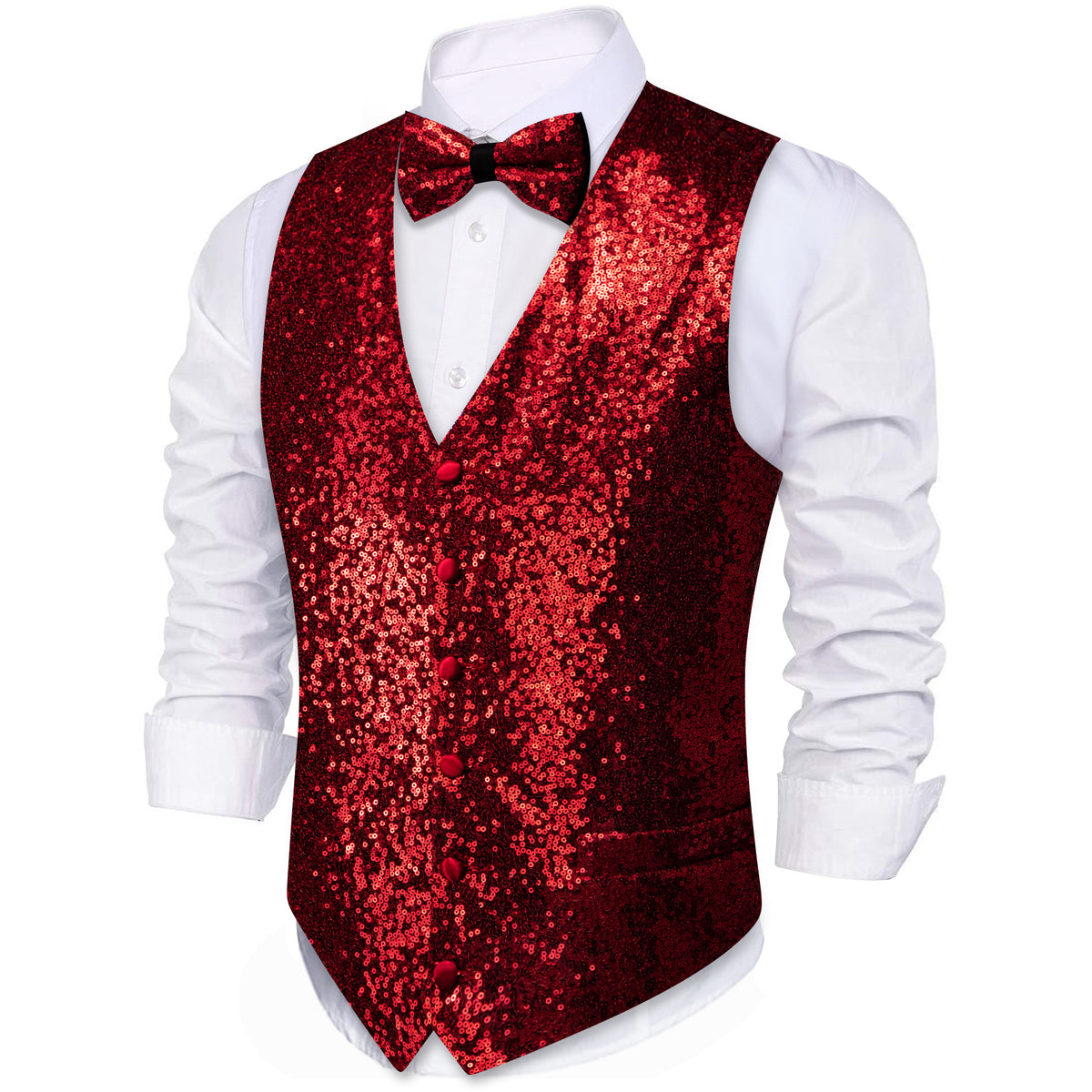red sequins vest