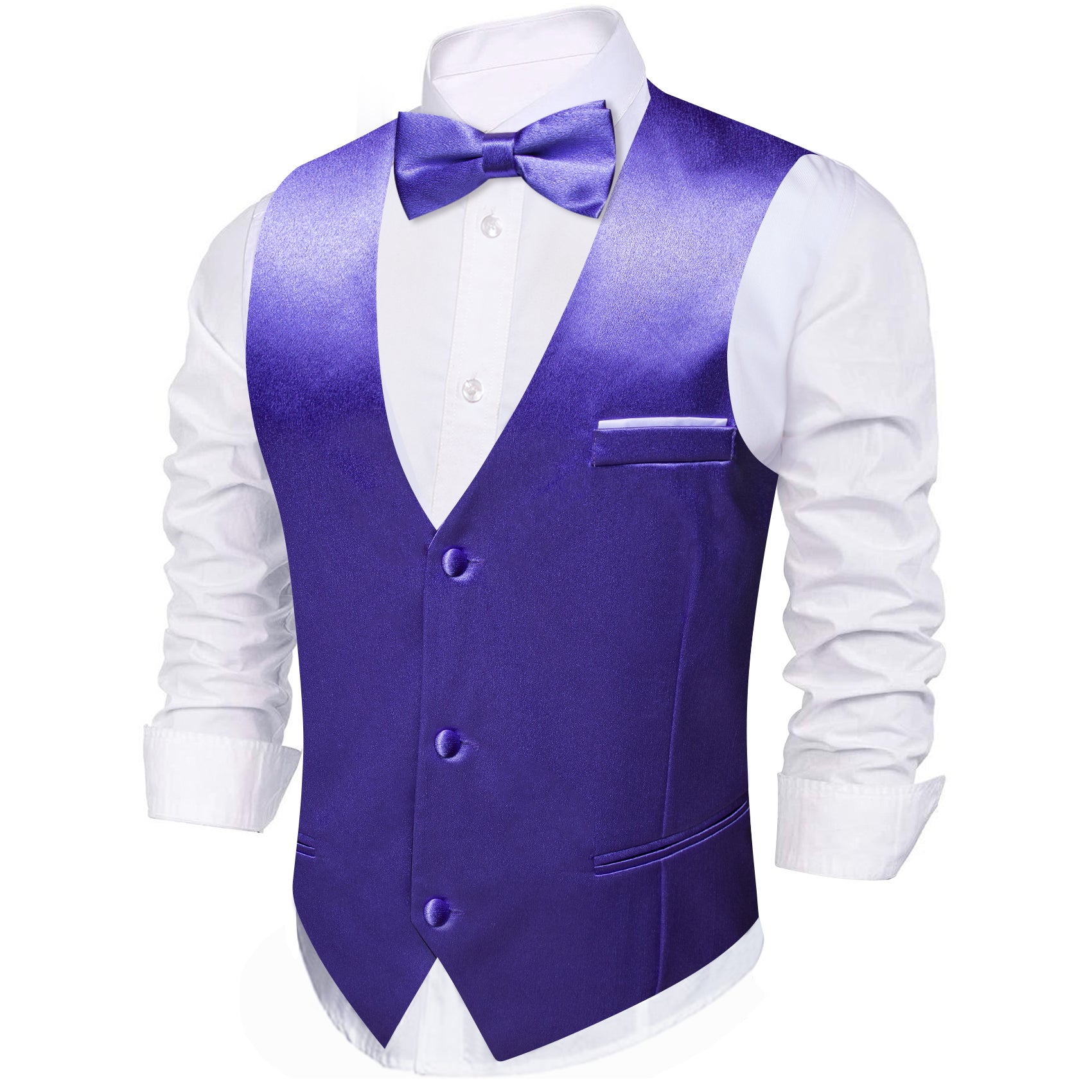 Men's Blue Purple Solid Vest Suit for Business