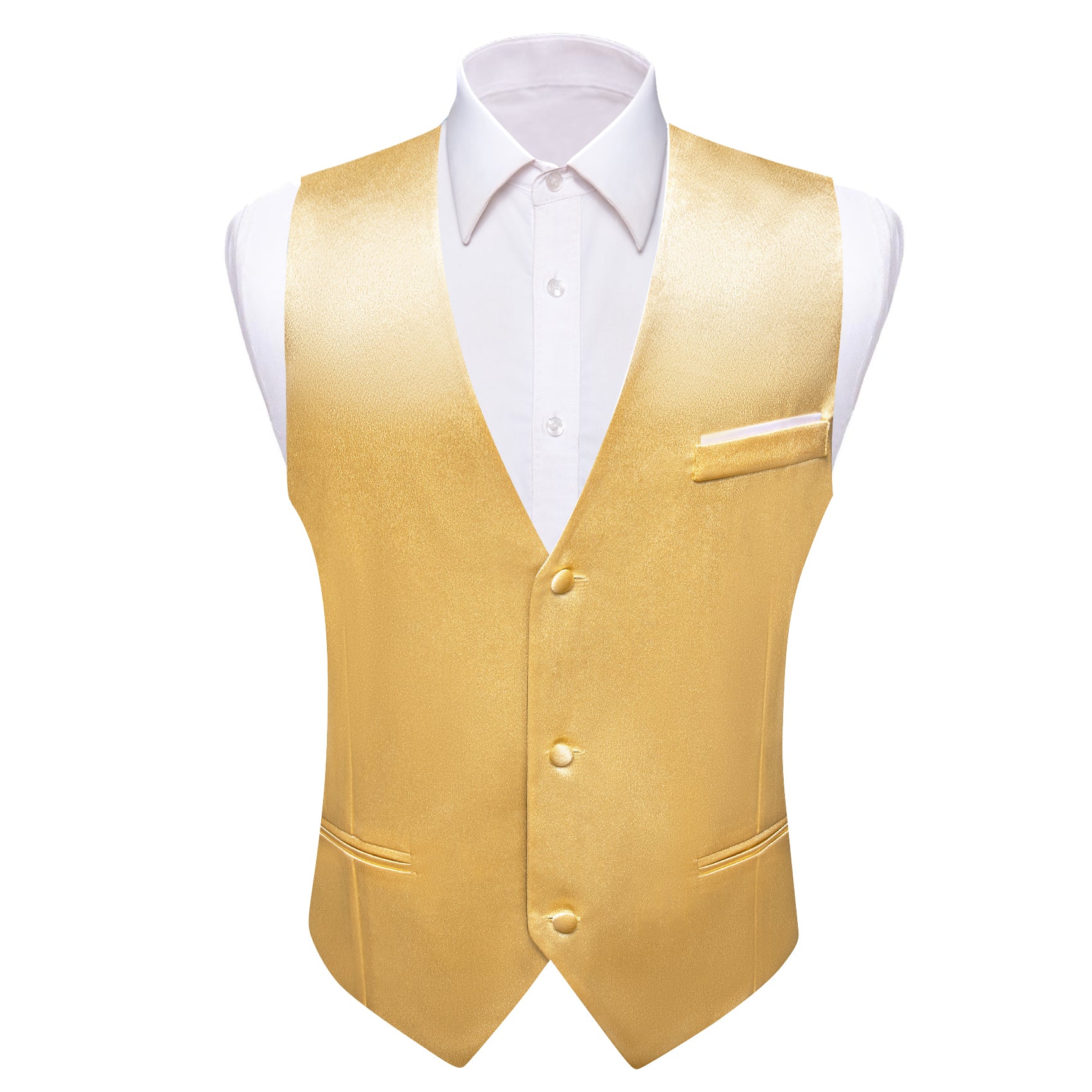 Barry.wang Gold Solid Business Vest Suit