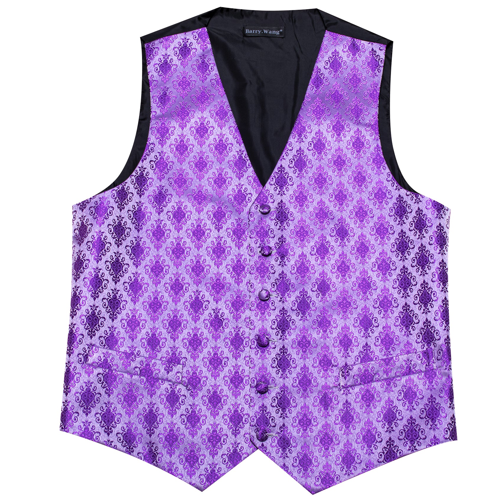 Hyacinth Floral Silk Vest Tie Pocket square Cufflinks Set